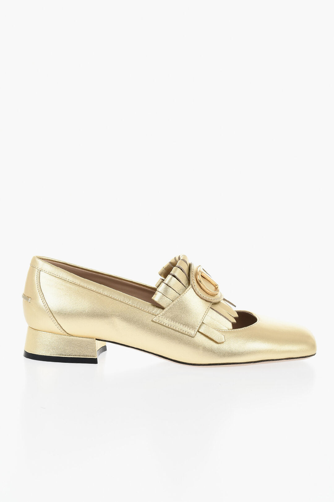 Valentino 1300~Lamé Leather Loafers With Front Monogram 3cm