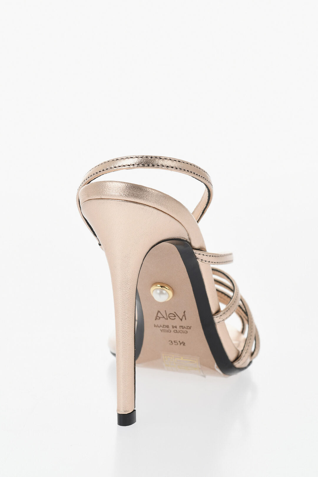 Alevì 1300~Lamé Leather Sandals BENNY with Transparent Detail 12cm Heel