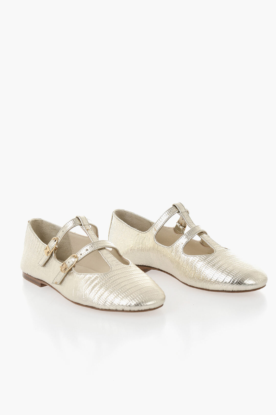 Celine 1300~Mary Jane Laminated Leather Ballet Flats