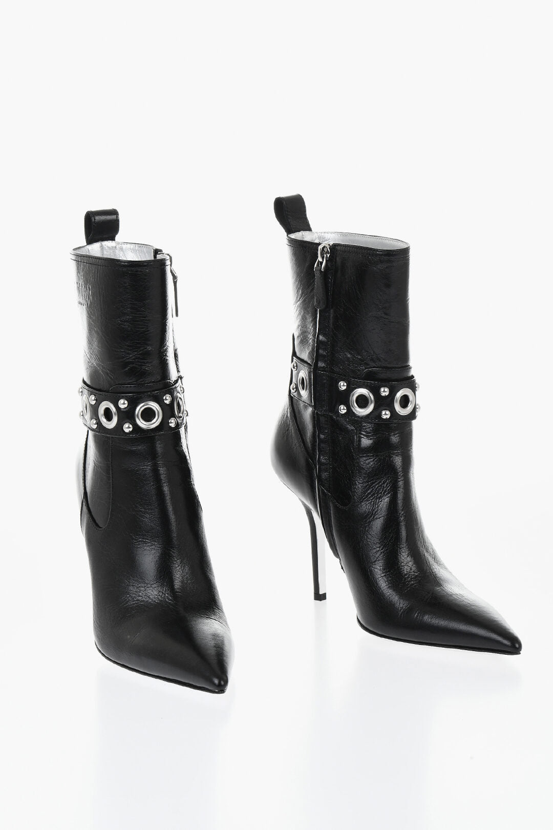 Dsquared2 1500~Brushed Leather Ankle Boots with 11 cm Eyelet Details