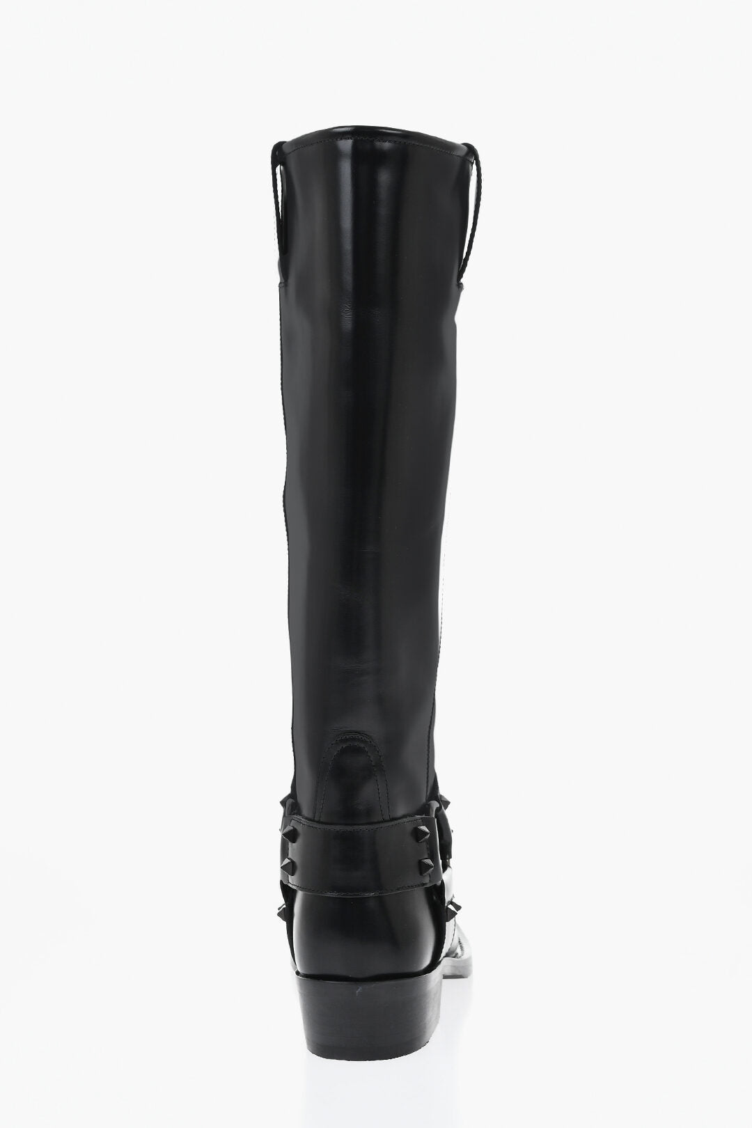 Valentino 1500~Brushed Leather Knee-High Biker Boots 4cm Heel, view 2