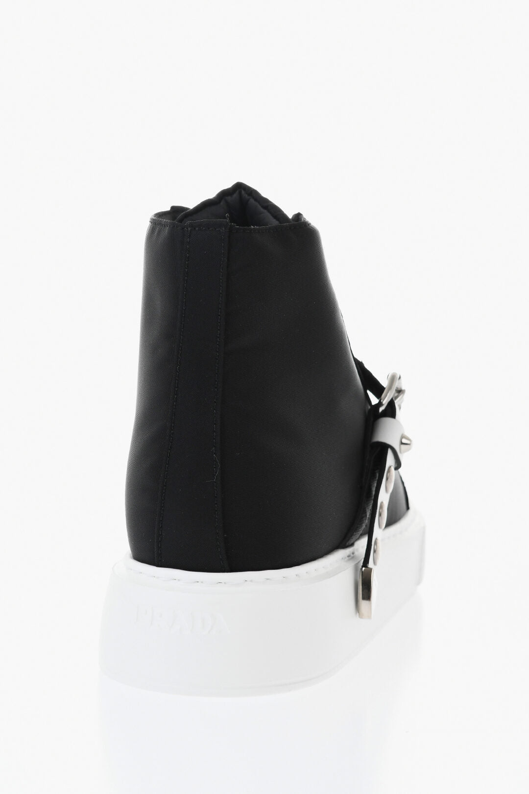 Prada 1500~High-Top Nylon Sneakers with Studded Strap, view 2