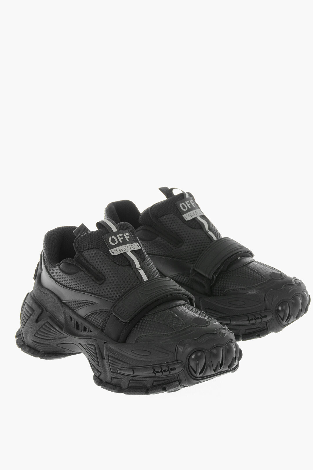Off-White 1500~Leather and Fabric Slip-On Sneakers GLOVE in Solid Color