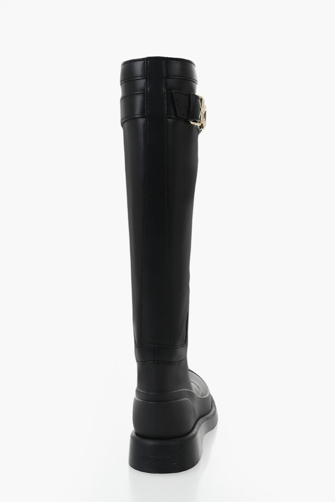 Valentino 1500~Leather and rubber boots with logo strap, view 2