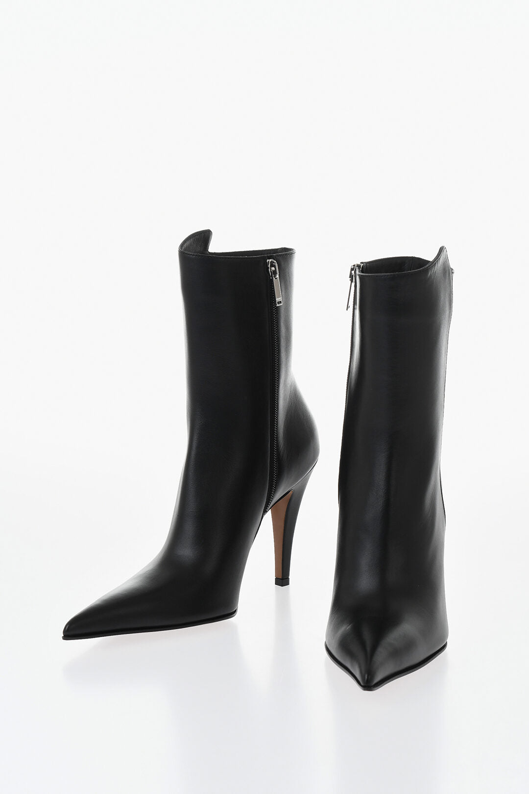 Alexander McQueen 1500~Leather Ankle Boots AUSTRALIAN with Side Zip and Narrow Toe, 11 cm Heel