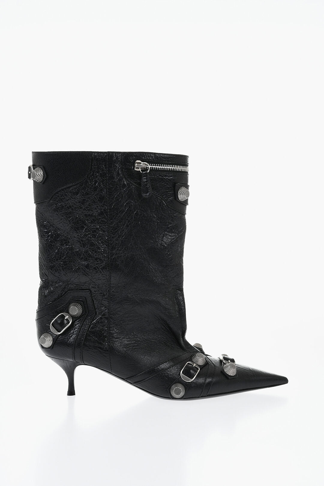 Balenciaga 1500~Leather Ankle Boots CAGOLE WIDE With Studs 5cm