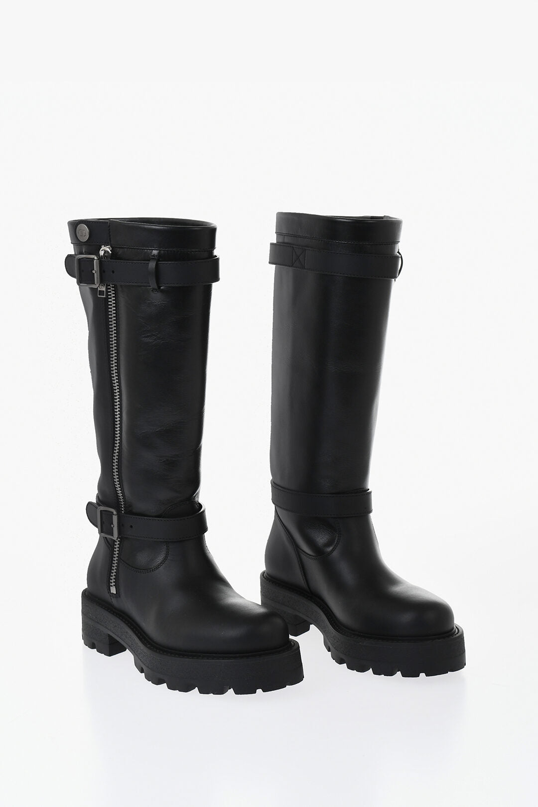 Dior 1500~Leather Boots D-MAJOR with Side Zip and Double Silver Buckle