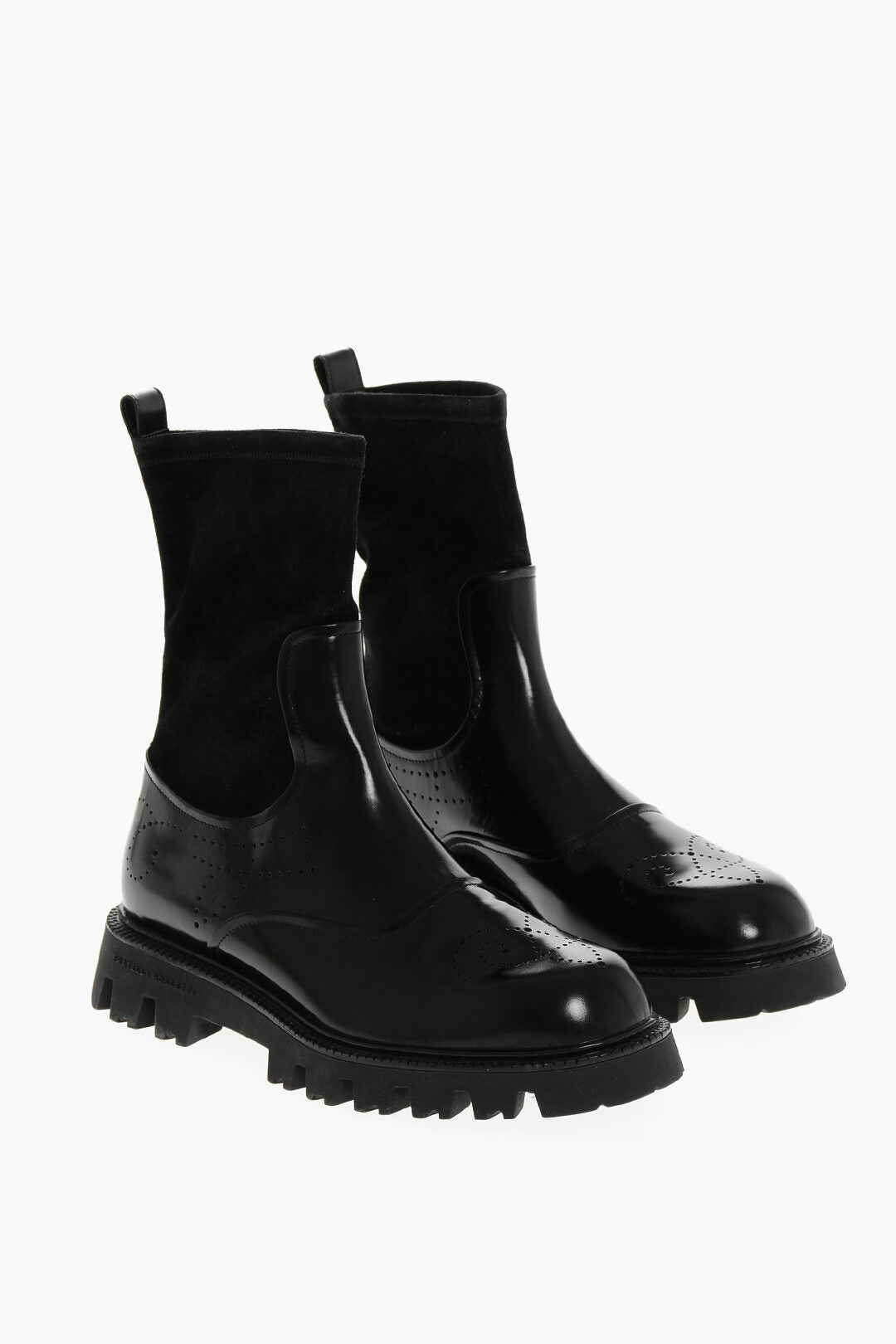Fratelli Rossetti 1500~Leather Brogue Ankle Boots SIDNEY with Suede Sock Detail