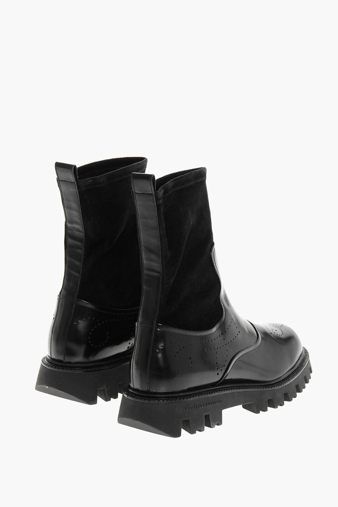 Fratelli Rossetti 1500~Leather Brogue Ankle Boots SIDNEY with Suede Sock Detail, view 2