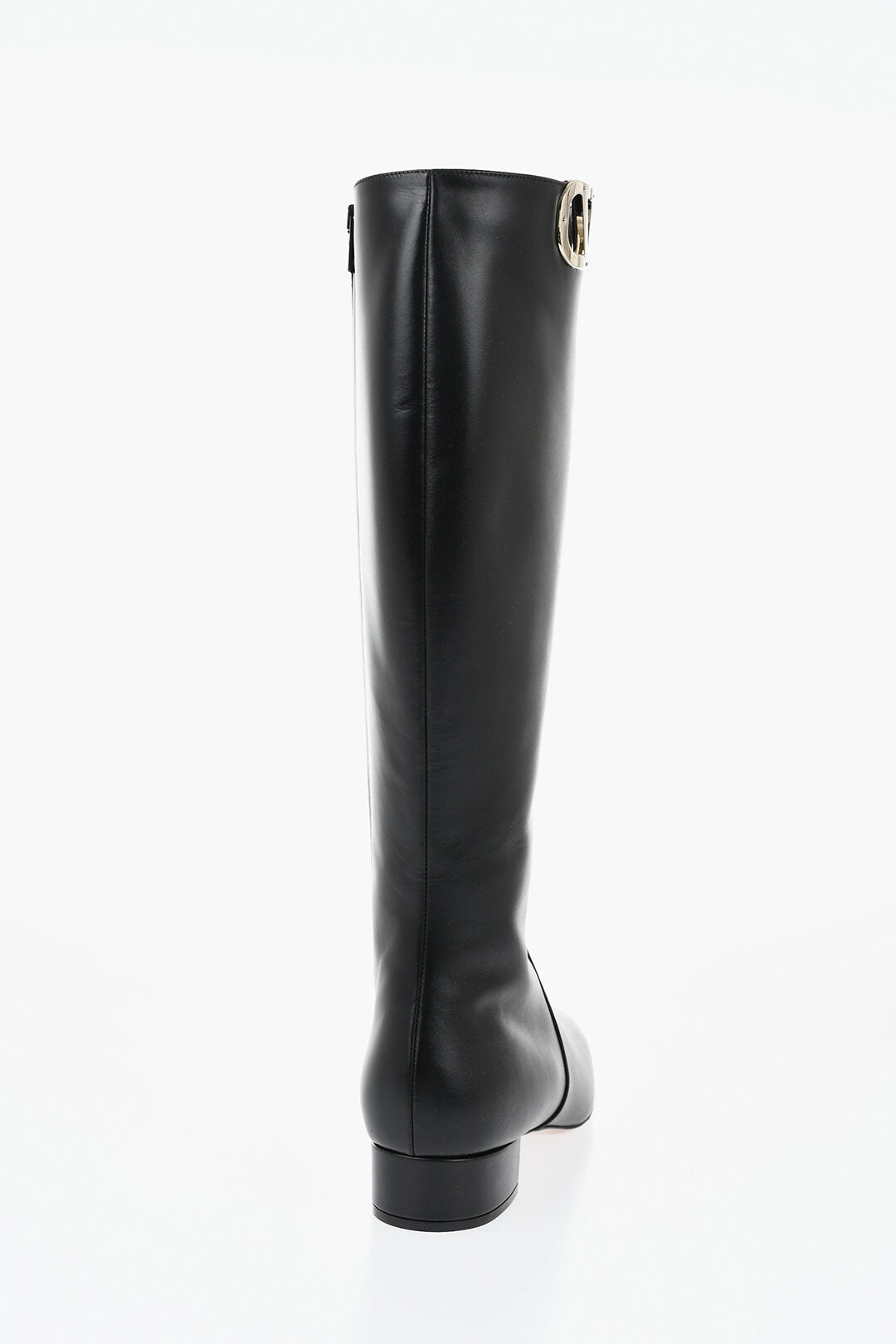 Valentino 1500~Leather Knee-High Boots With Monogram Detail 3cm Heel, view 2