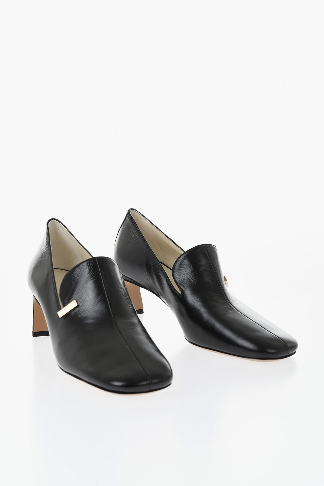 Phoebe Philo 1500~Leather Loafers with Gold-Effect Plaque 6 cm