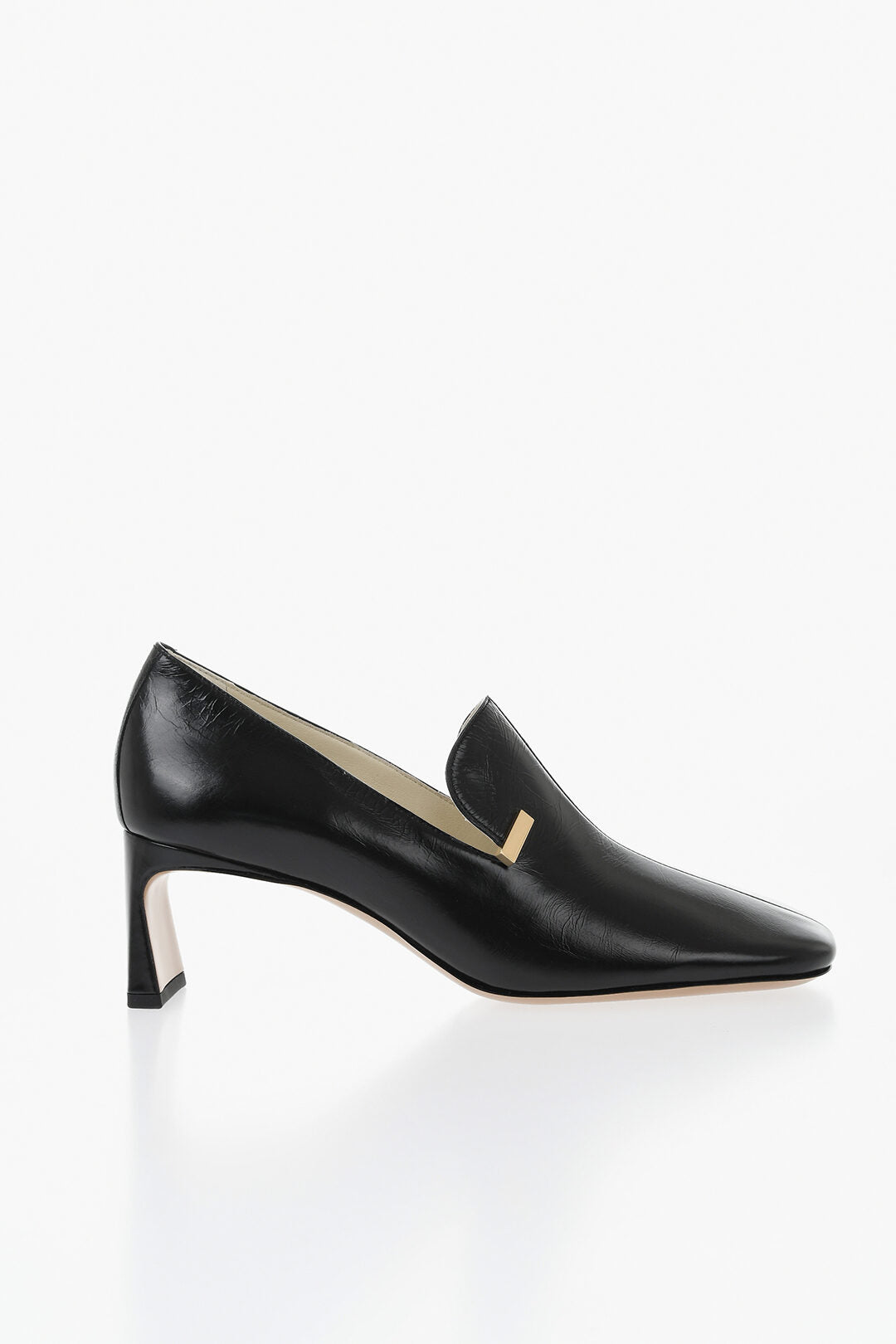 Phoebe Philo 1500~Leather Loafers with Gold-Effect Plaque 6 cm, view 2
