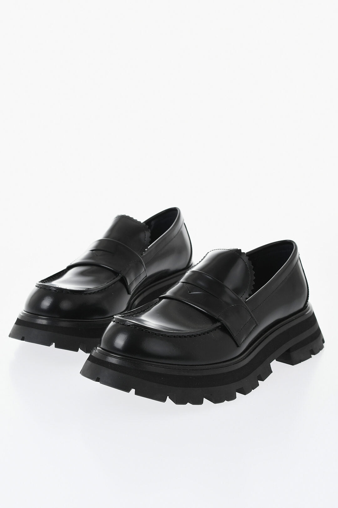 Alexander McQueen 1500~Leather Penny Loafers with Lug Sole