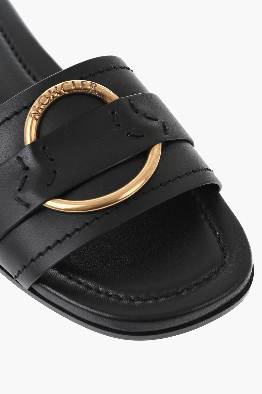 Moncler 1500~Leather Sandals BELL With Gold-Effect Detail, view 2