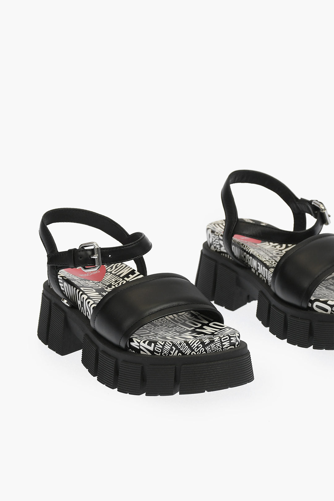 Moschino 1500~LOVE Leather Sandals TASSEL70 with logo sole