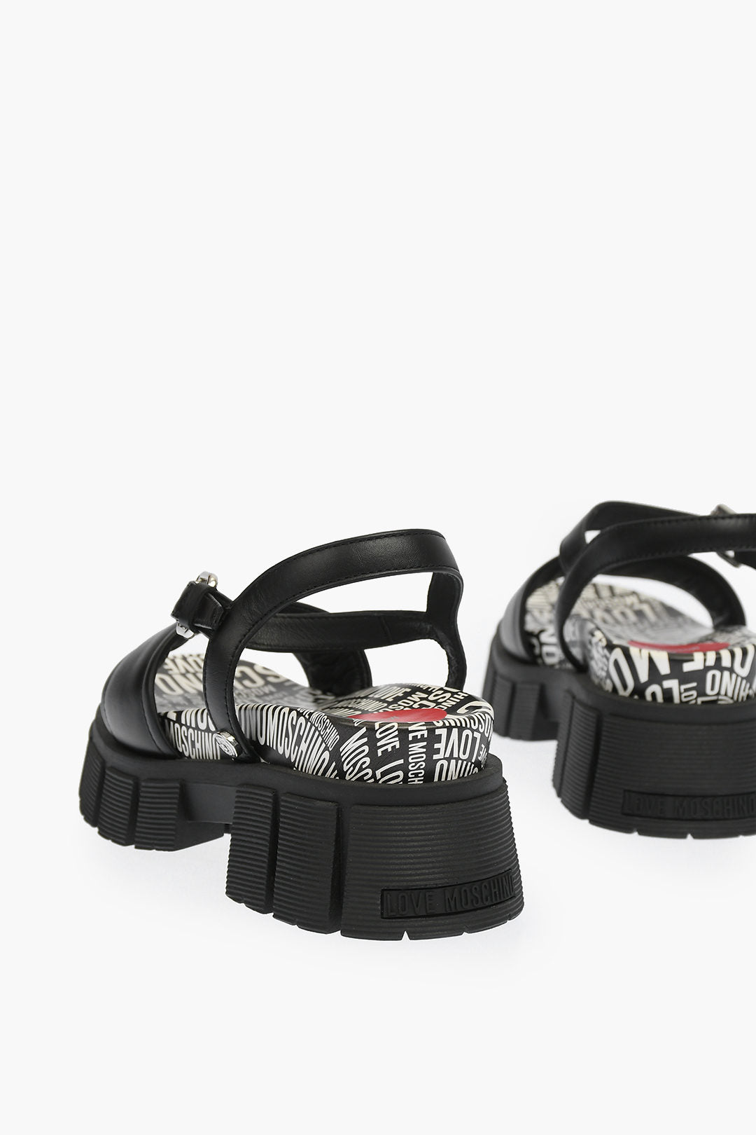 Moschino 1500~LOVE Leather Sandals TASSEL70 with logo sole, view 2