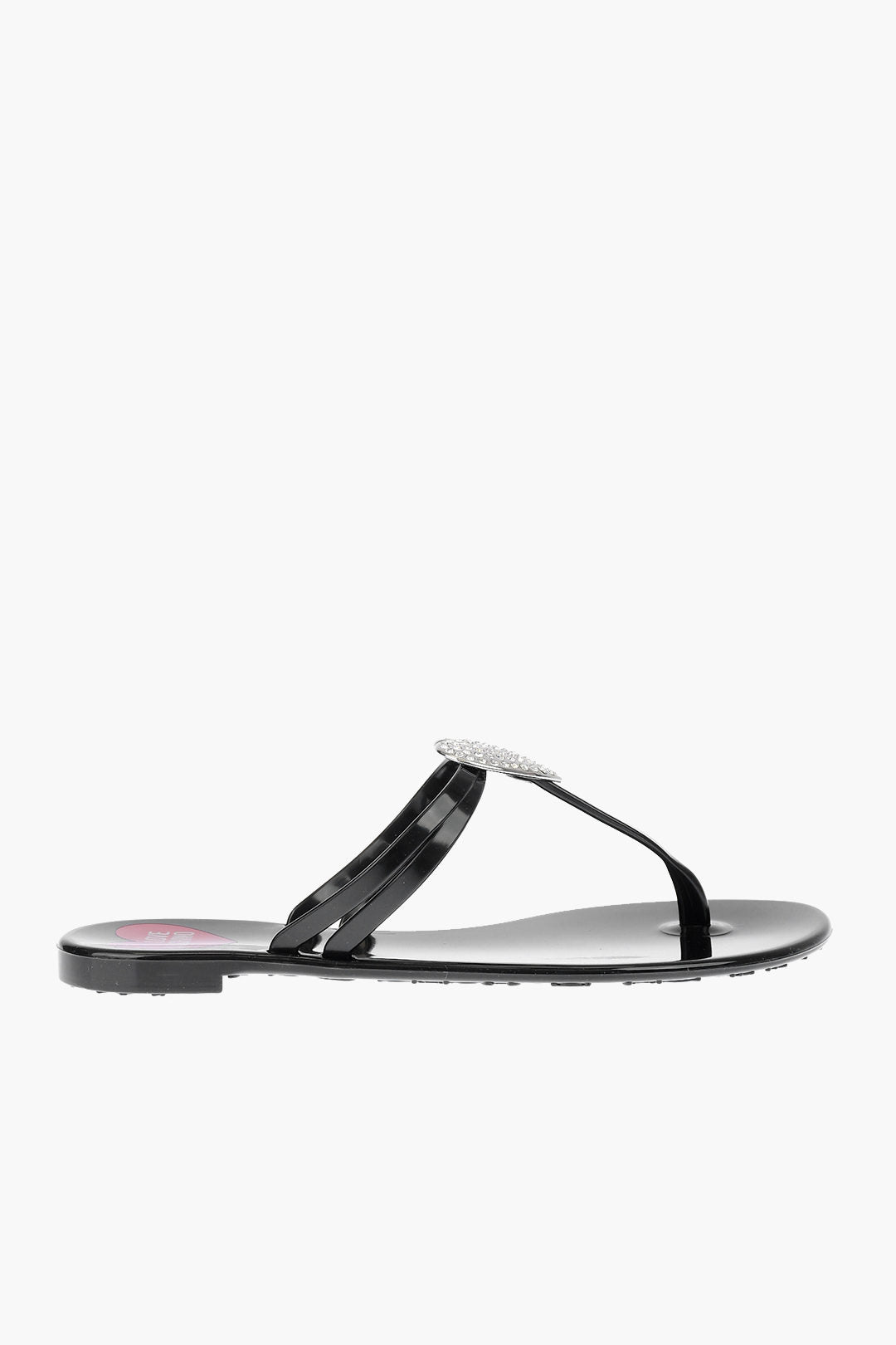 Moschino 1500~LOVE Rubber Flip-Flop Sandals with Heart Detail, view 2