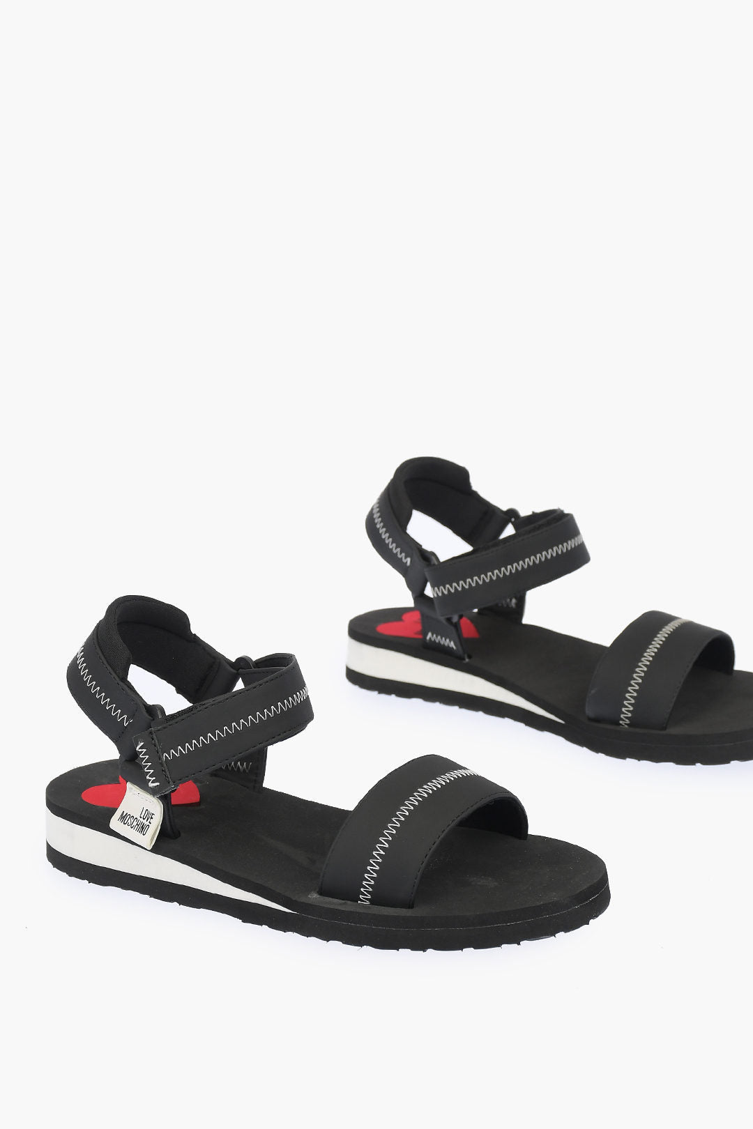 Moschino 1500~LOVE Sandals EVA30 with Zigzag Pattern and Velcro Closure