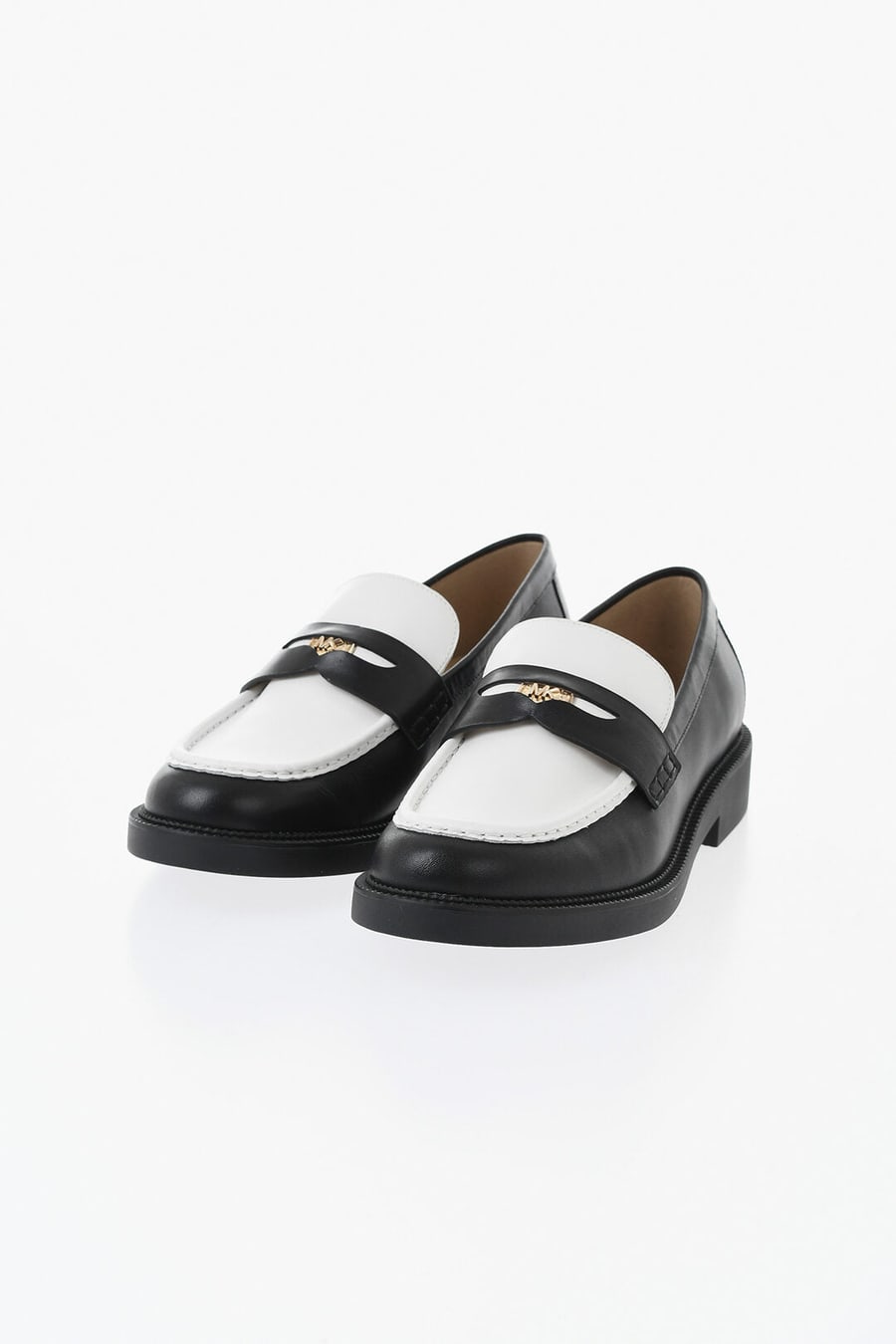 Michael Kors 1500~MICHAEL Leather Loafers EDEN Two-Tone With Gold Detail