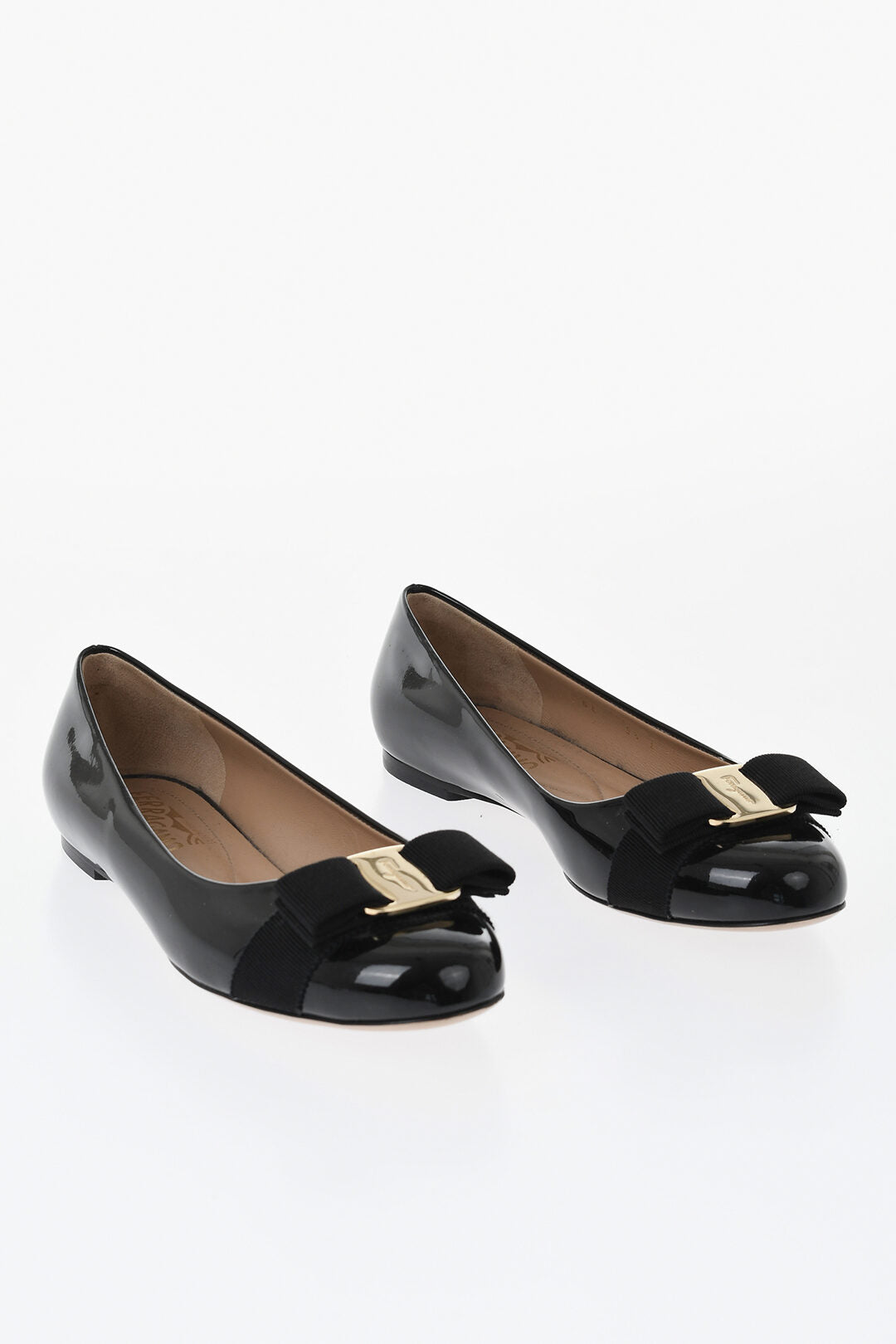 Ferragamo 1500~Patent Leather Ballerinas VARINA with Bow