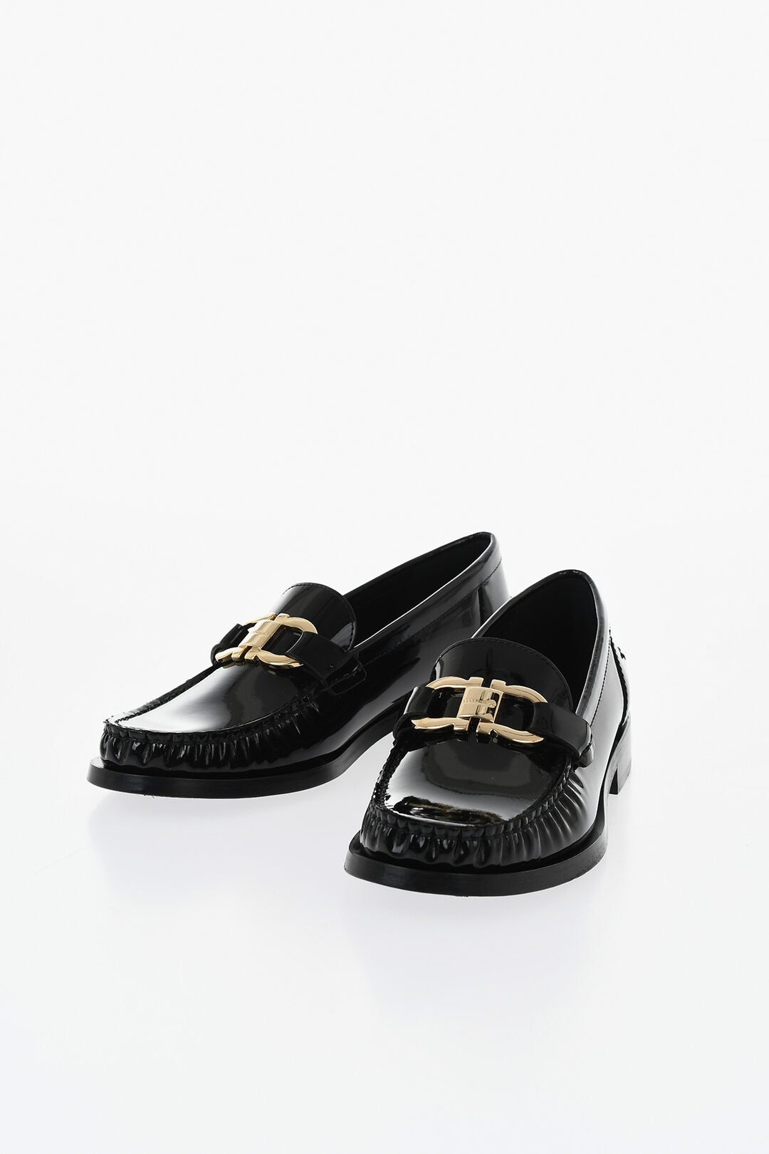 Ferragamo 1500~Patent Leather Loafers MARYAN with Gold Gancini Detail