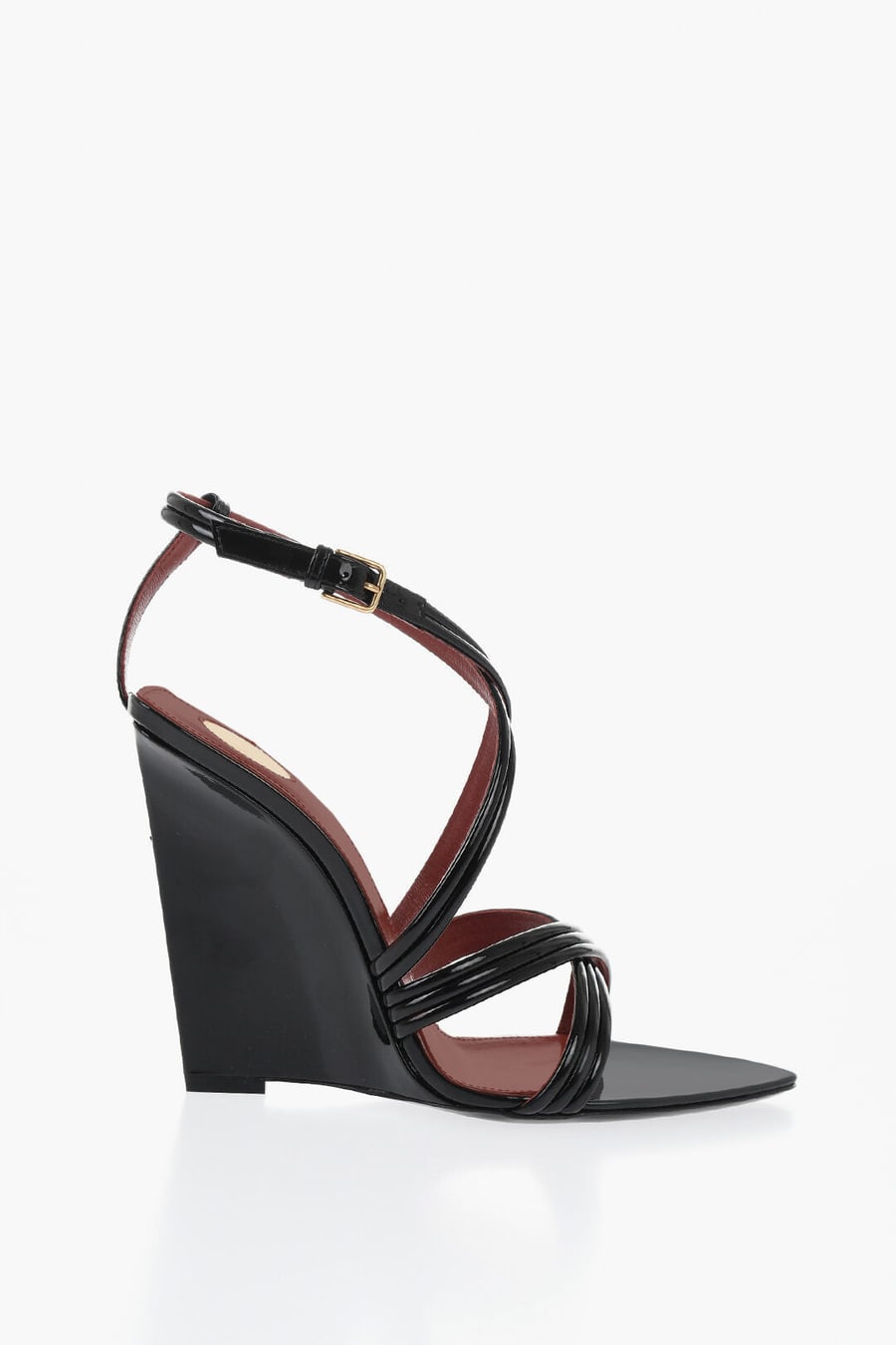 Saint Laurent 0007~Patent Leather Wedge Sandals with 11cm Heel, view 3