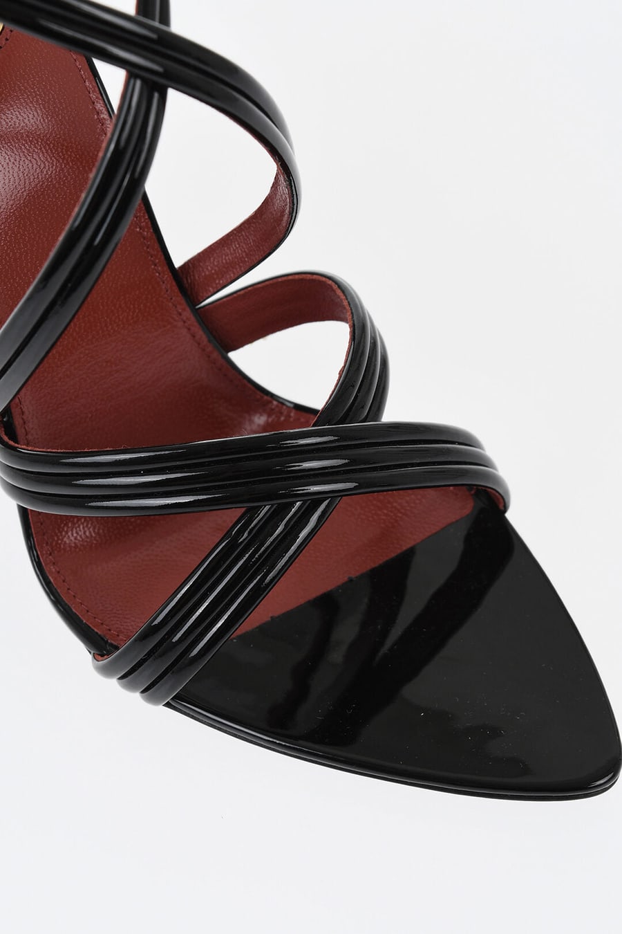 Saint Laurent 0007~Patent Leather Wedge Sandals with 11cm Heel, view 4