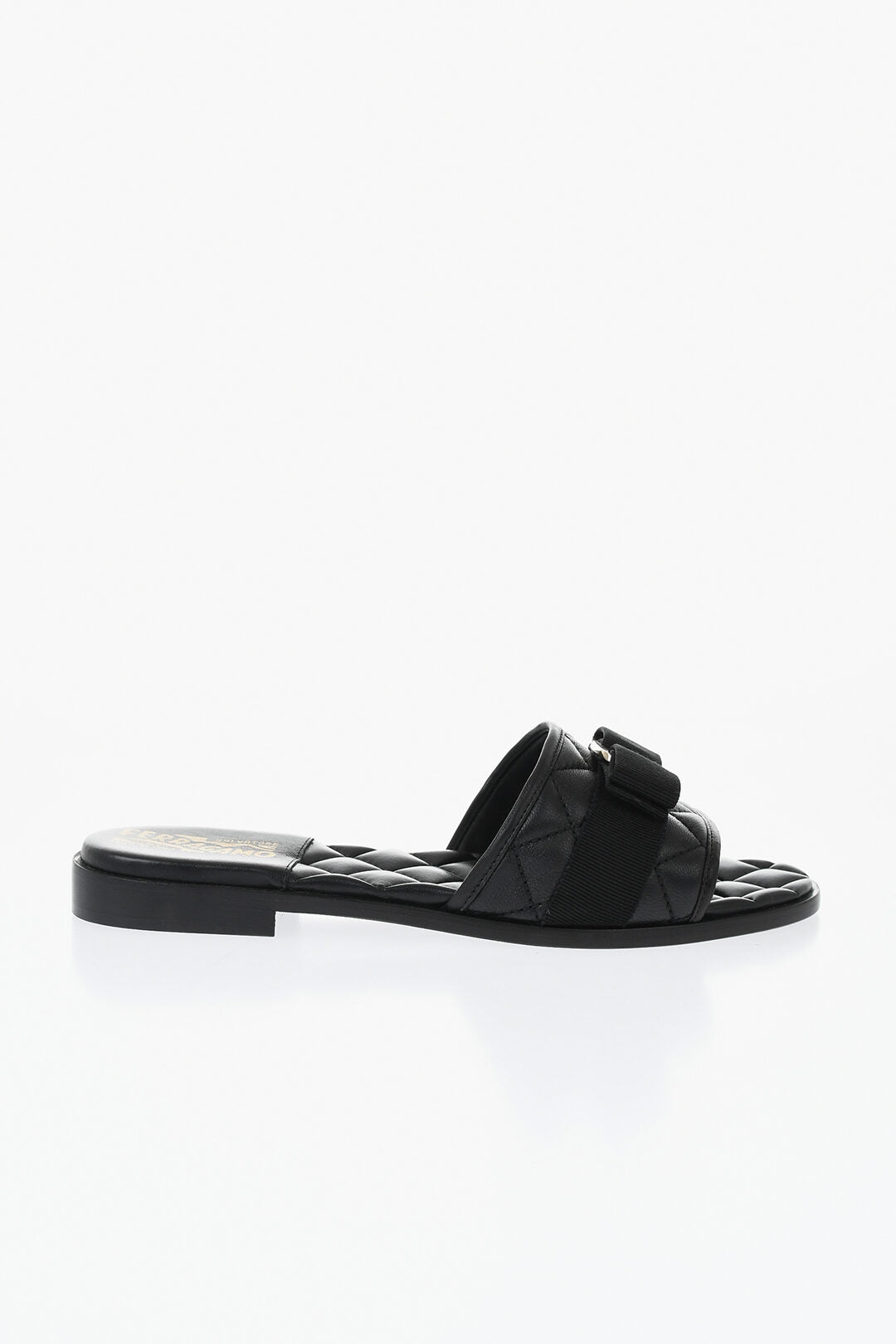 Ferragamo 1500~Quilted Leather Sandals LOVEC With Bow, view 2