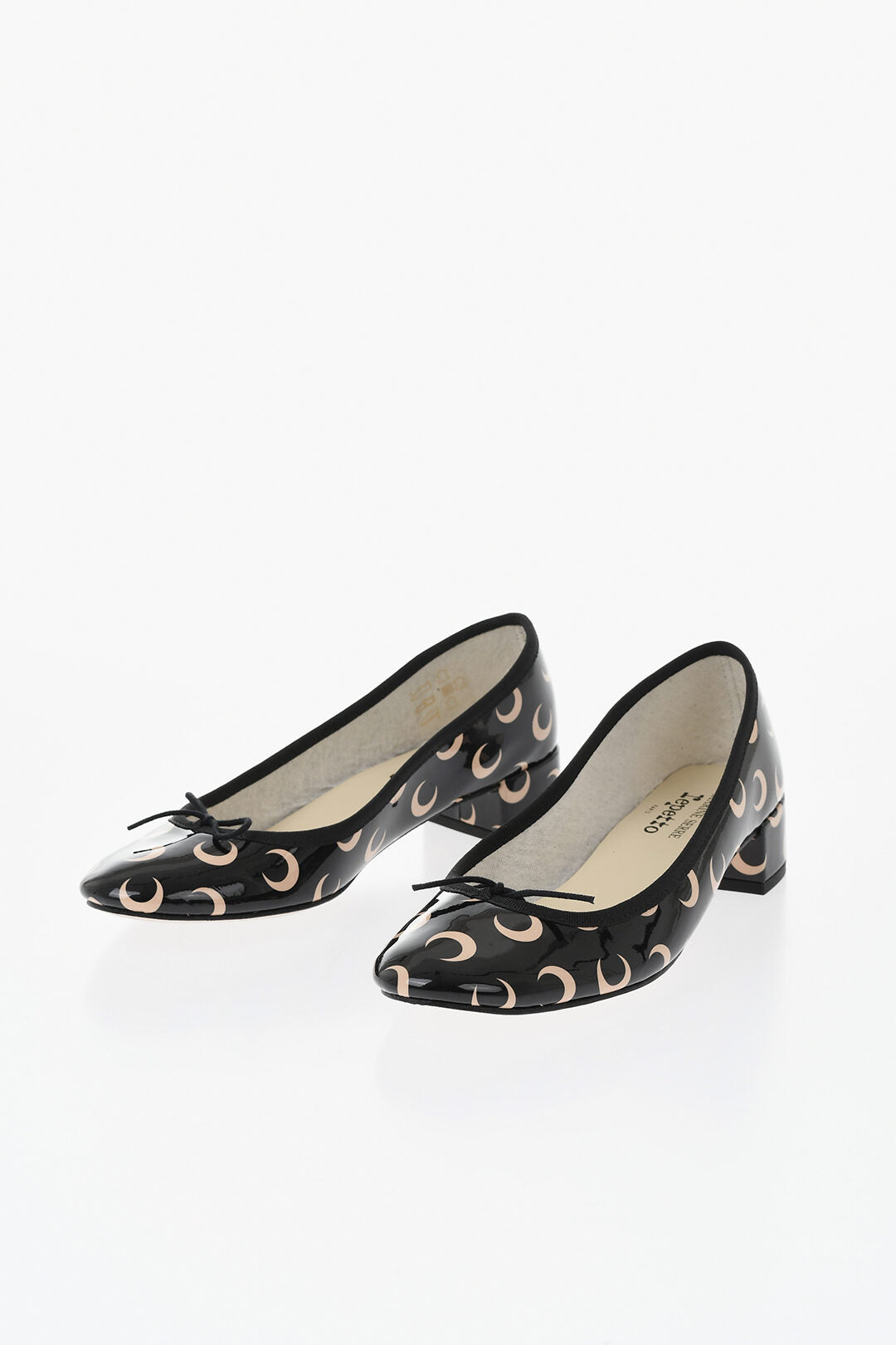 Marine Serre 1500~REPETTO X MARINE SERRE Patent Leather Ballet Flats CAMILLE with All-Over Moon Print 3.5 cm Heel
