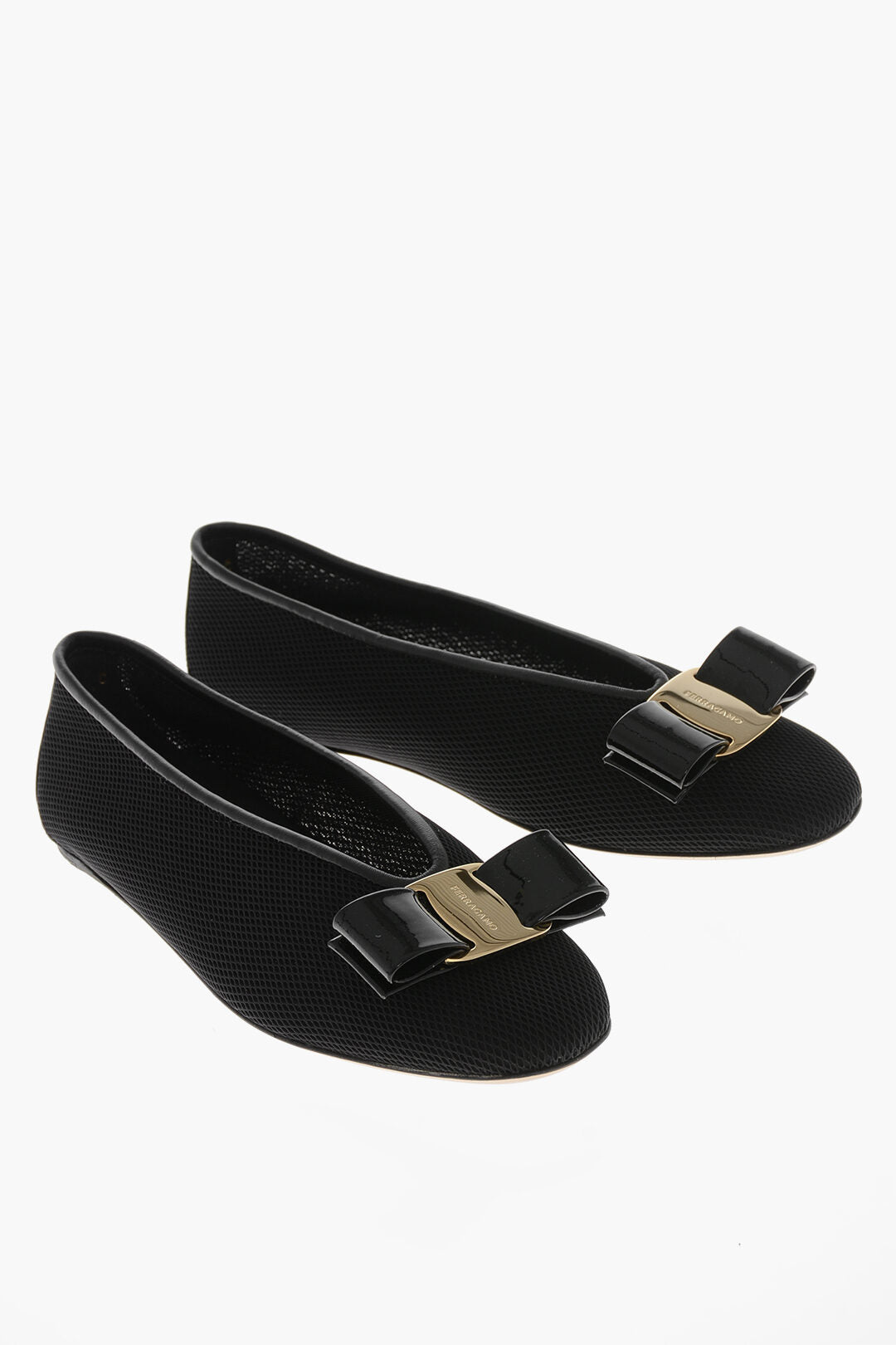 Ferragamo 1500~Satin-Effect Leather Ballet Flats VANNA
