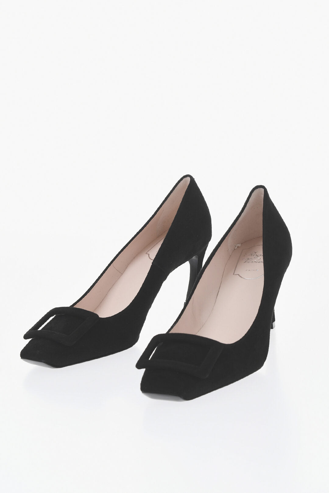 Roger Vivier 1500~Solid-Color Suede Pumps, 8 cm Heel