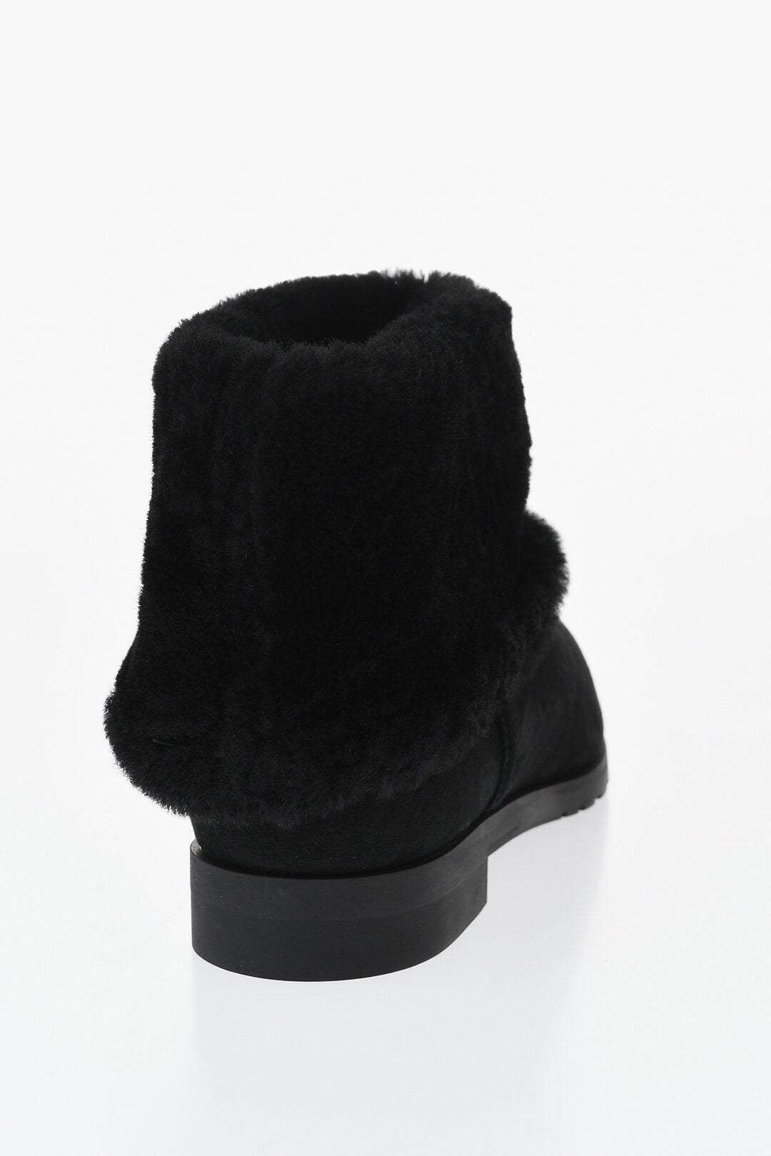 Toteme 1500~Suede Ankle Boots with Shearling Trim and Square Toe