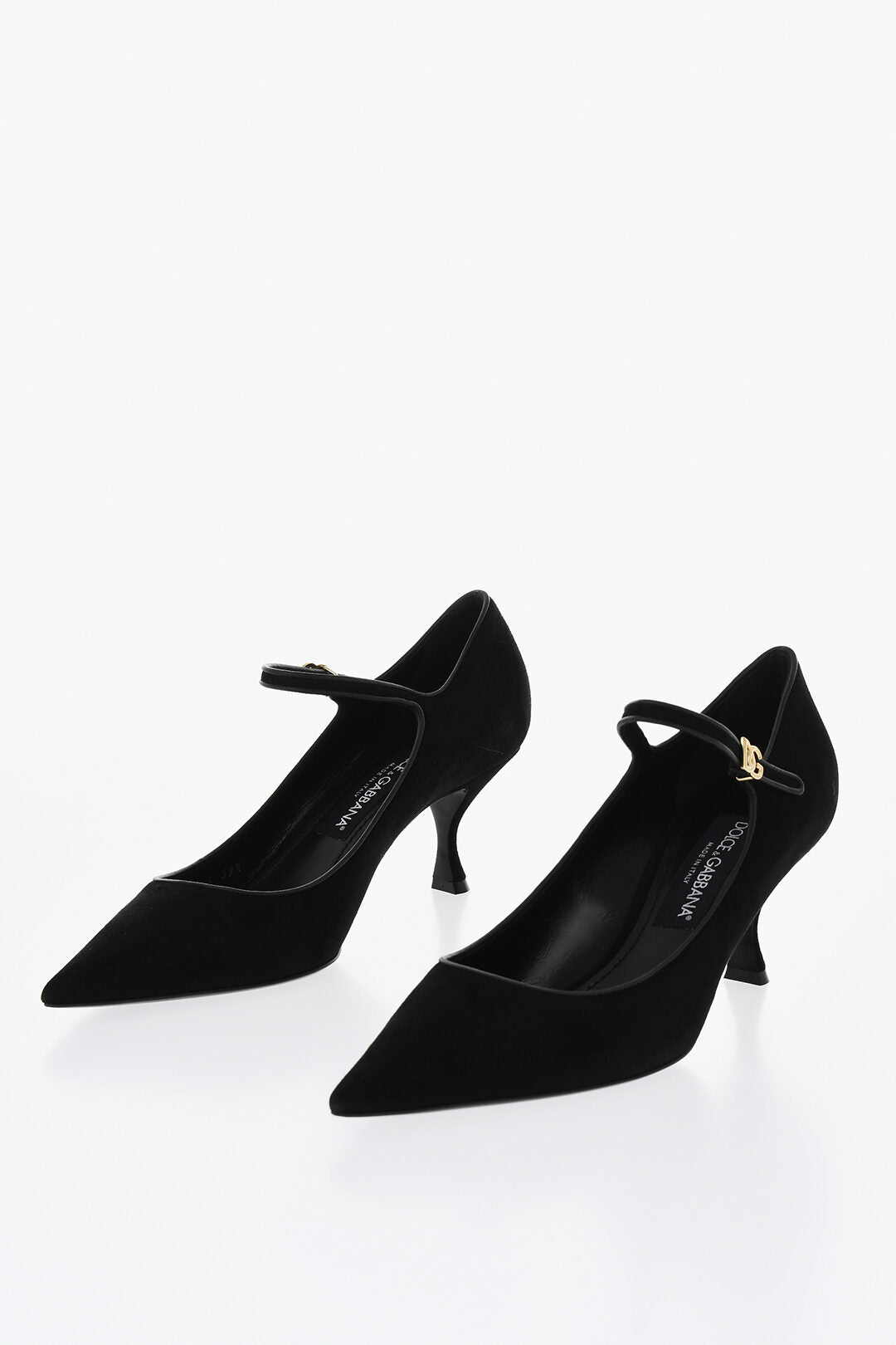 Dolce & Gabbana 1500~Suede Mary Jane Pumps with Monogram Strap, 6.5 cm Heel