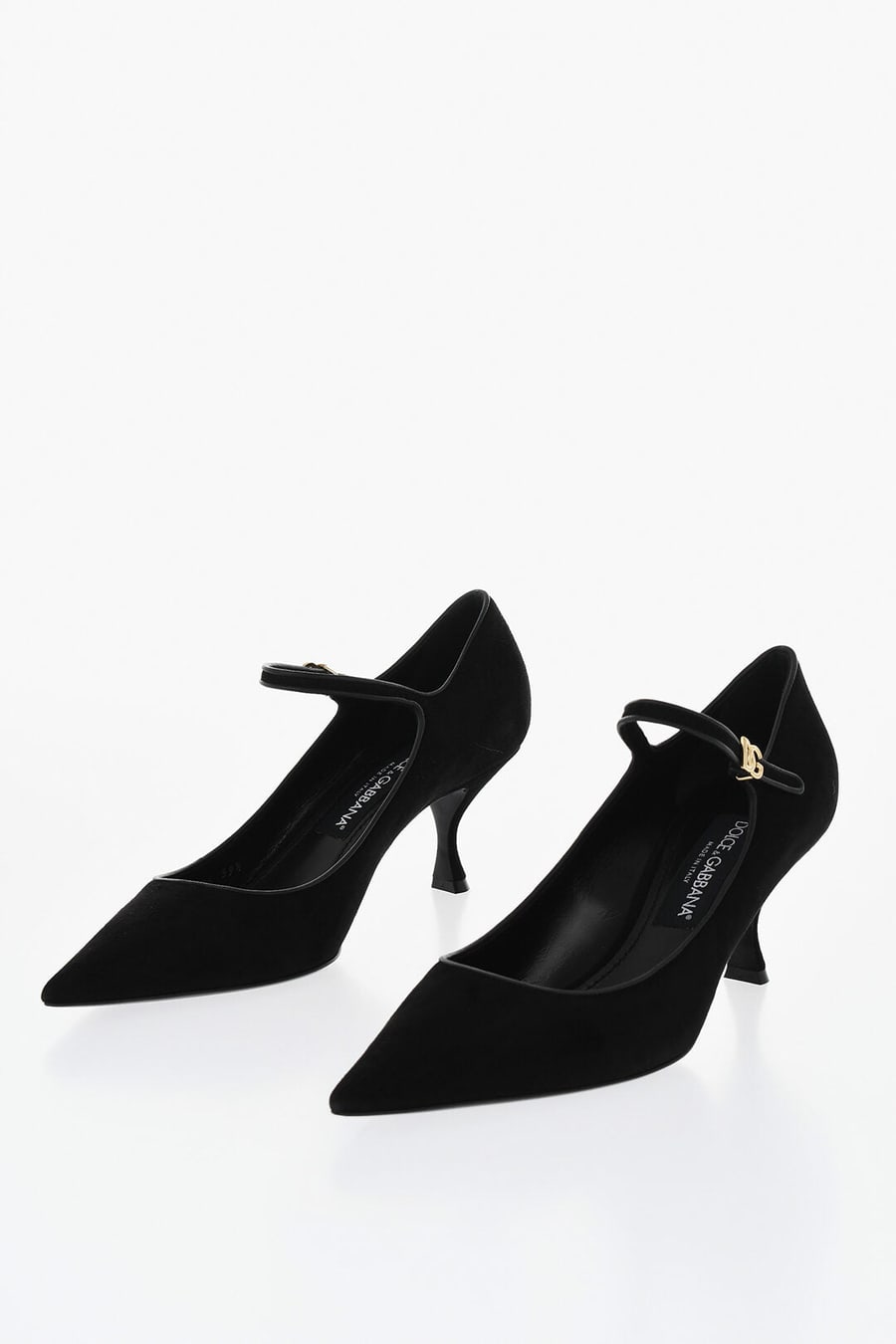Dolce & Gabbana 1500~Suede Mary Jane Pumps with Monogram Strap, 6.5 cm Heel