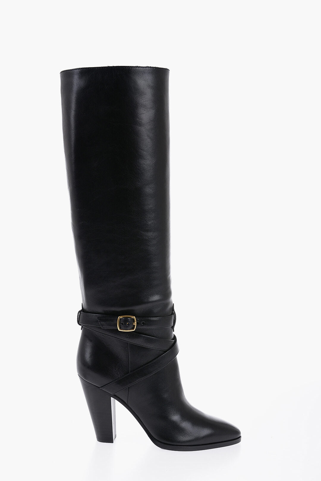 Celine 2400~Knee-Length WILTERS Leather Boots with Ankle Strap 10cm, view 2