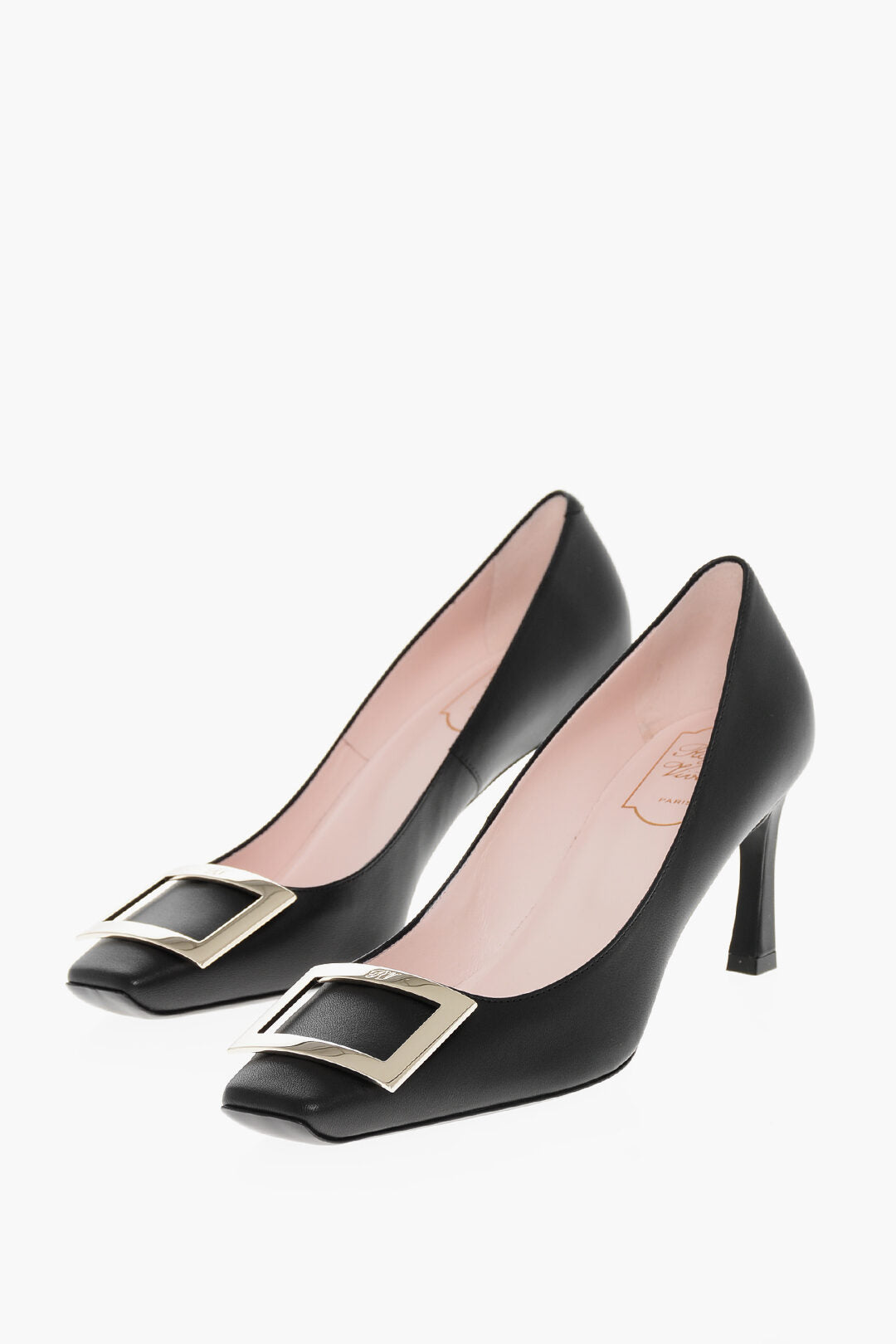 Roger Vivier 2400~Leather Pumps BELLE With Front Buckle 7 cm Heel