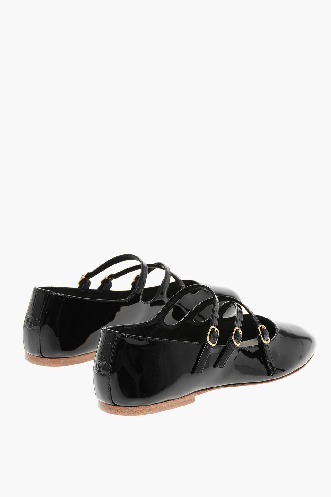 Celine 2400~Patent Leather Ballet Flats with Criss Cross Straps