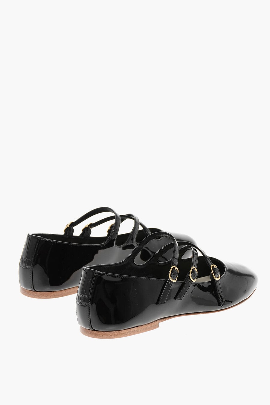 Celine 2400~Patent Leather Ballet Flats with Criss Cross Straps