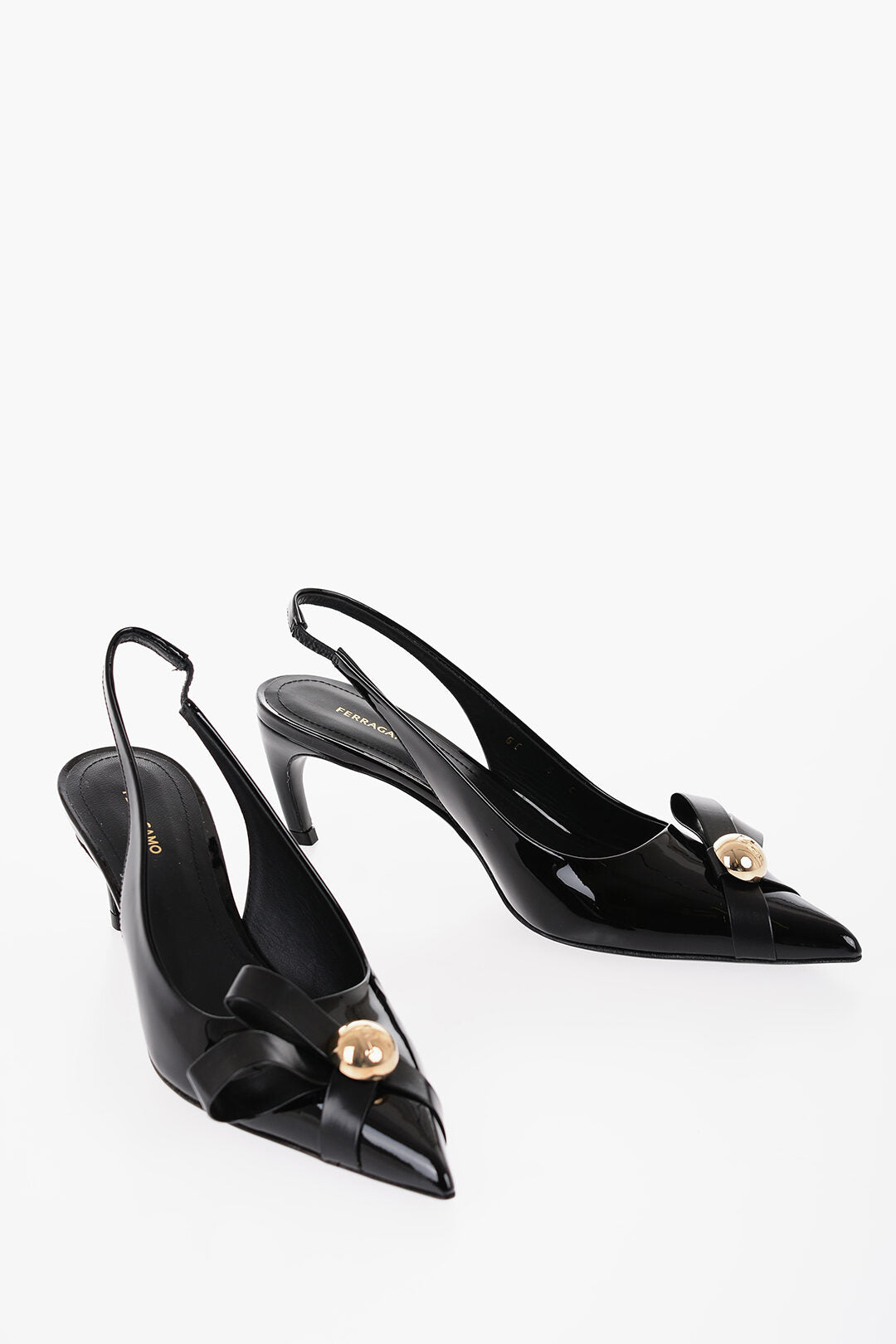 Ferragamo 2400~Patent Leather BRILDA Slingback Pumps with Point Toe 5,5cm