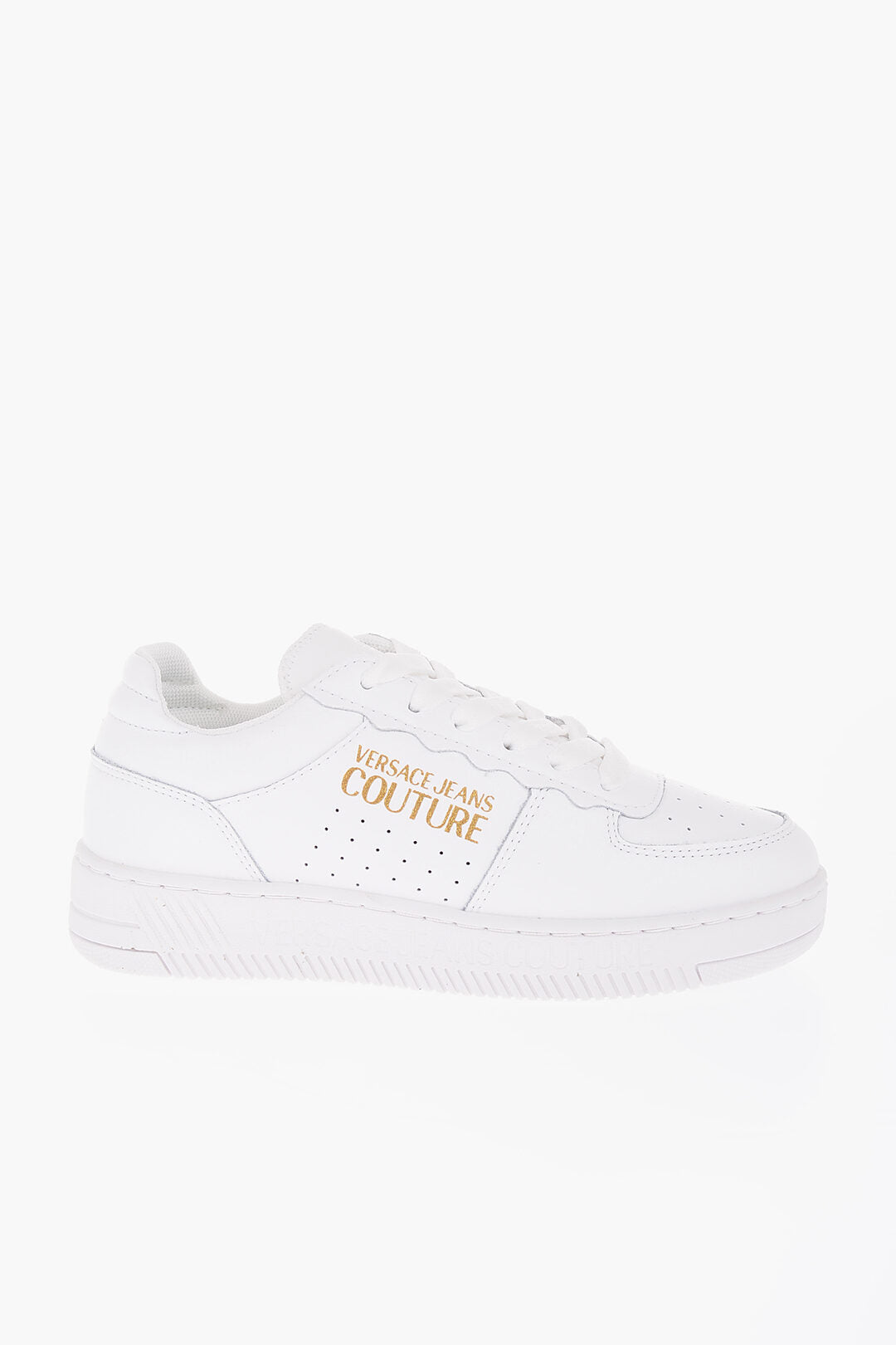 Versace 2405~JEANS COUTURE Leather Low-Top Sneakers MEYSSA with Glitter Logo Detail, view 2