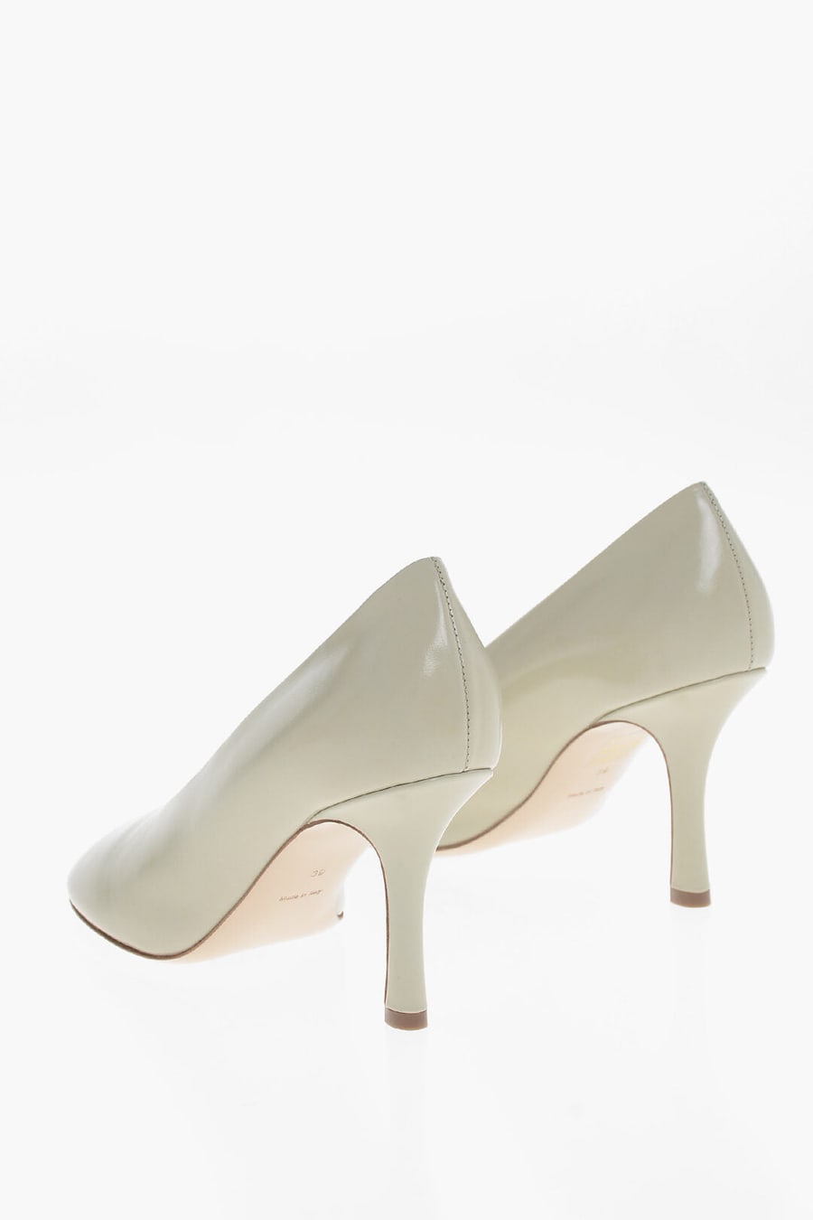 Burberry 2850~Brushed Leather Pumps with Covered Heel 9cm, view 2