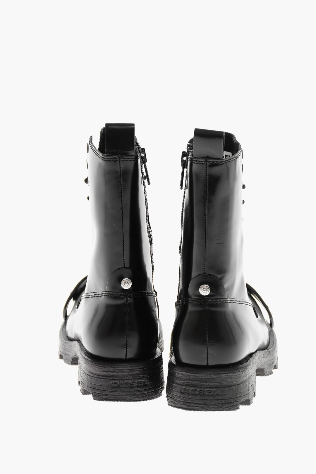 Diesel 3500~Leather Combat Boots HAMMER with Logo Toe, view 2