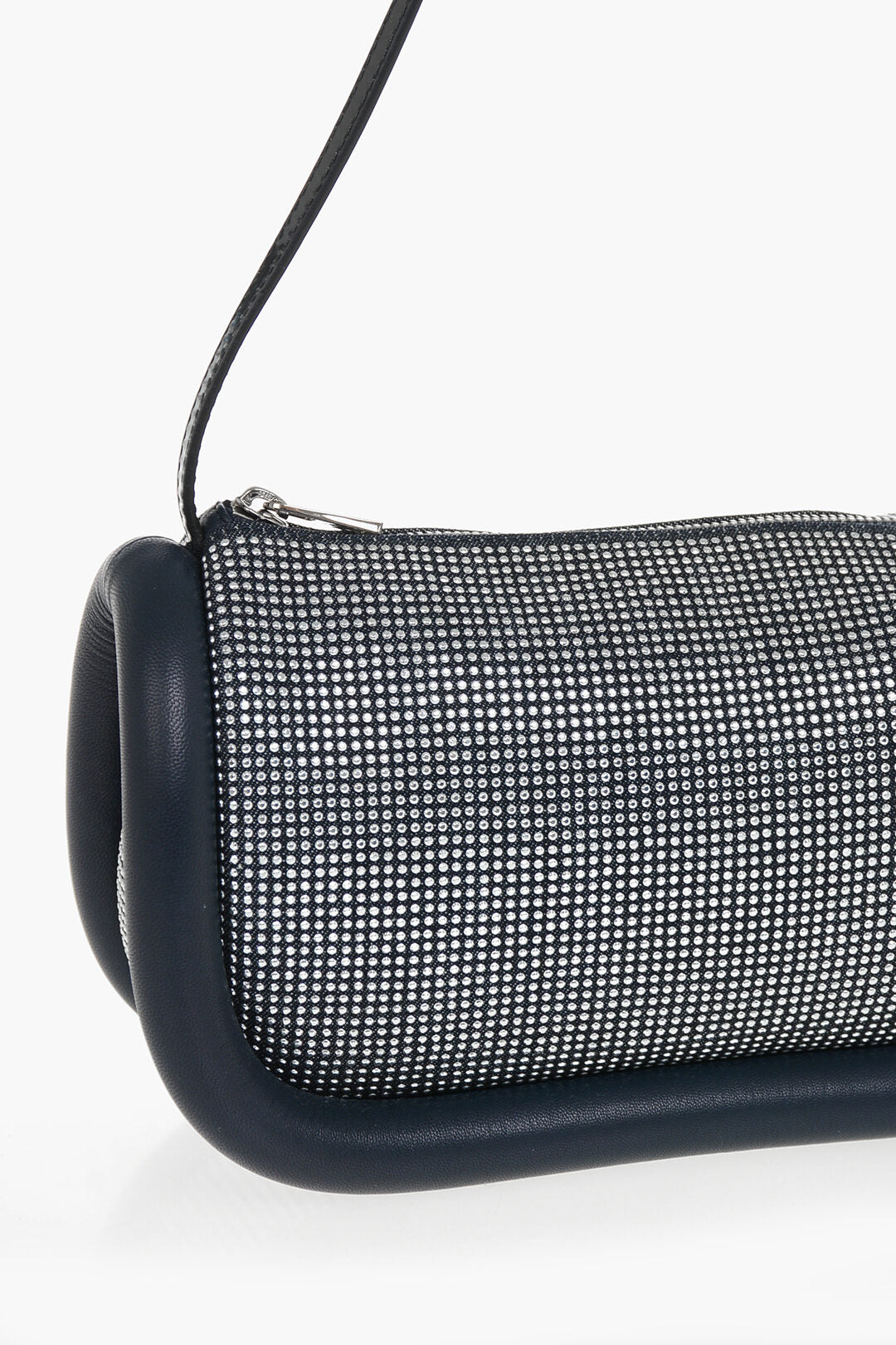 JW Anderson 0405~Denim Shoulder Bag THE BUMPER With All-Over Rhinestones And Leather Trims