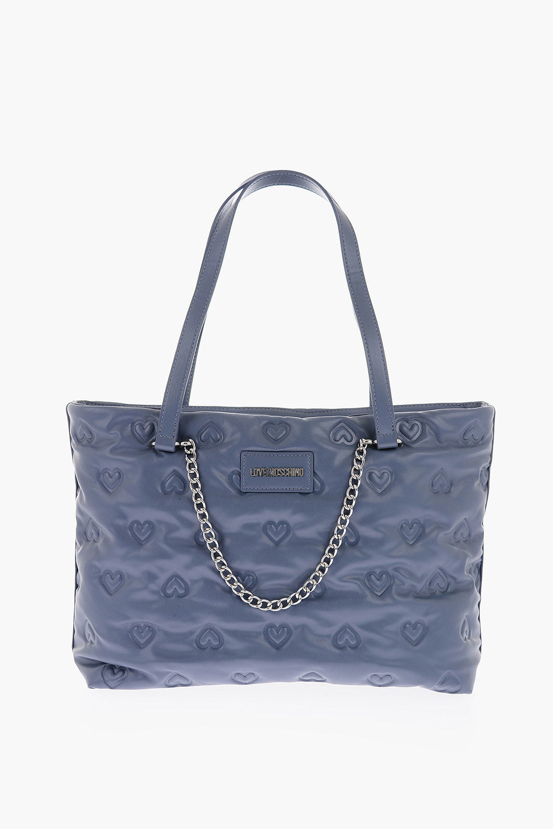 Moschino 0405~LOVE Eco Leather Shoulder Bag with Embossed Hearts