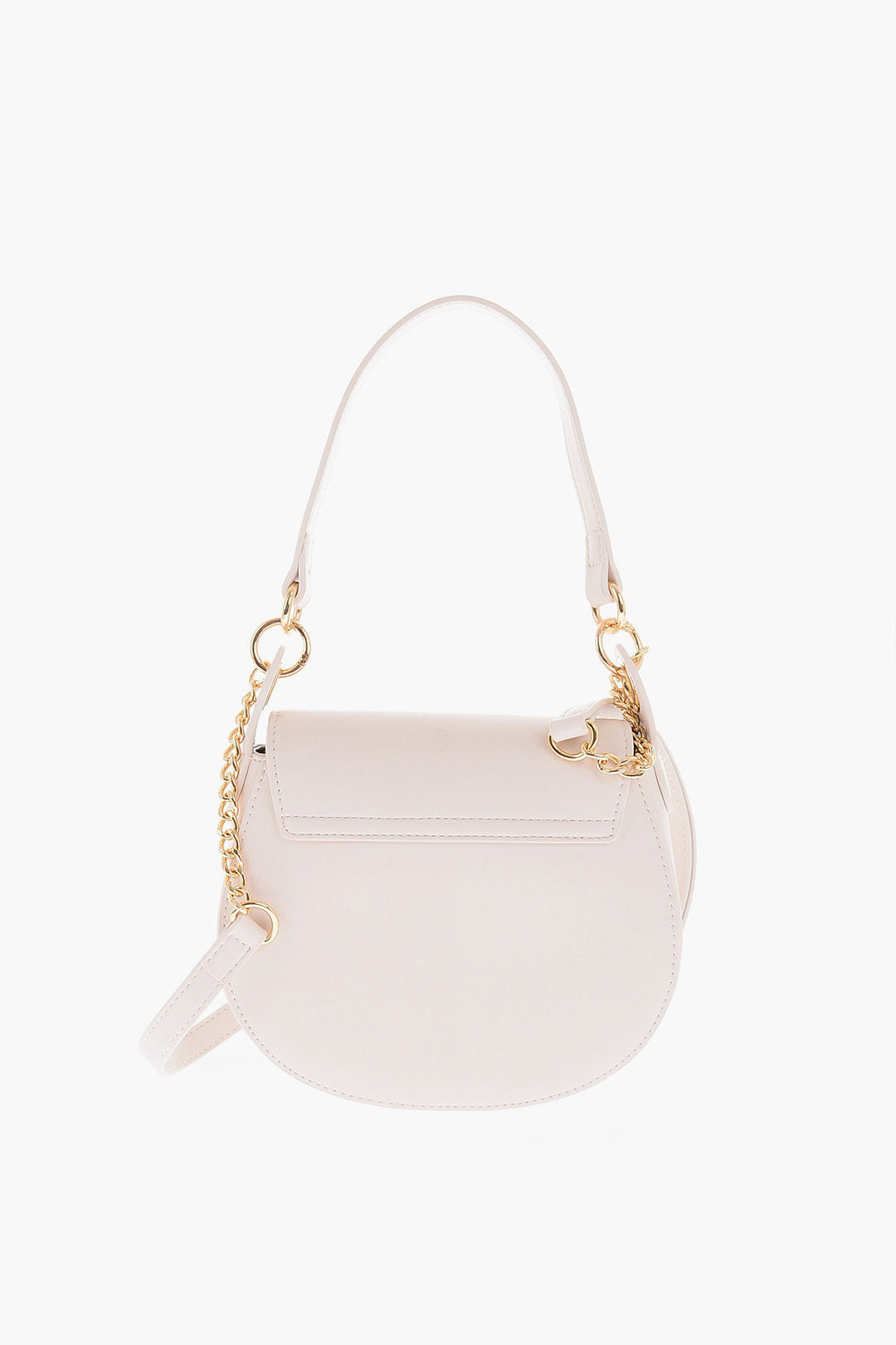 Moschino 0405~LOVE Faux Leather Mini Saddle Bag with Gold Turn Lock Closure, view 2