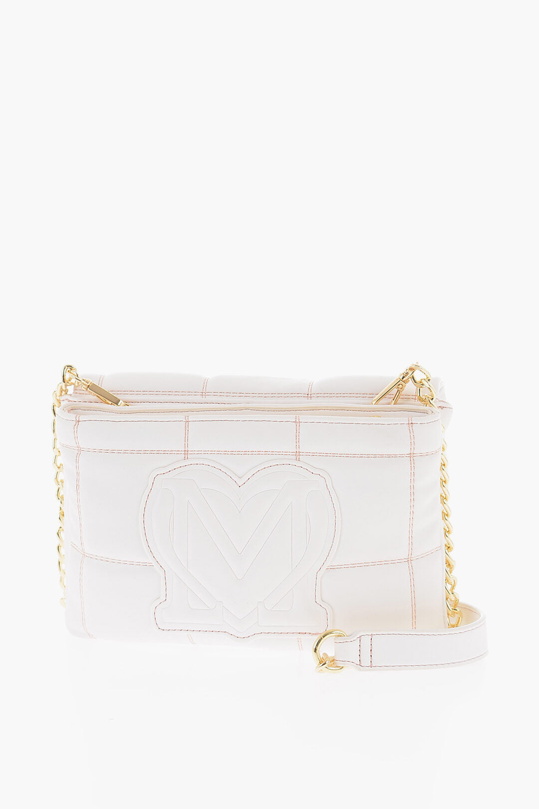 Moschino 0405~LOVE Quilted Faux Leather Bag with Removable Chain Strap, view 2