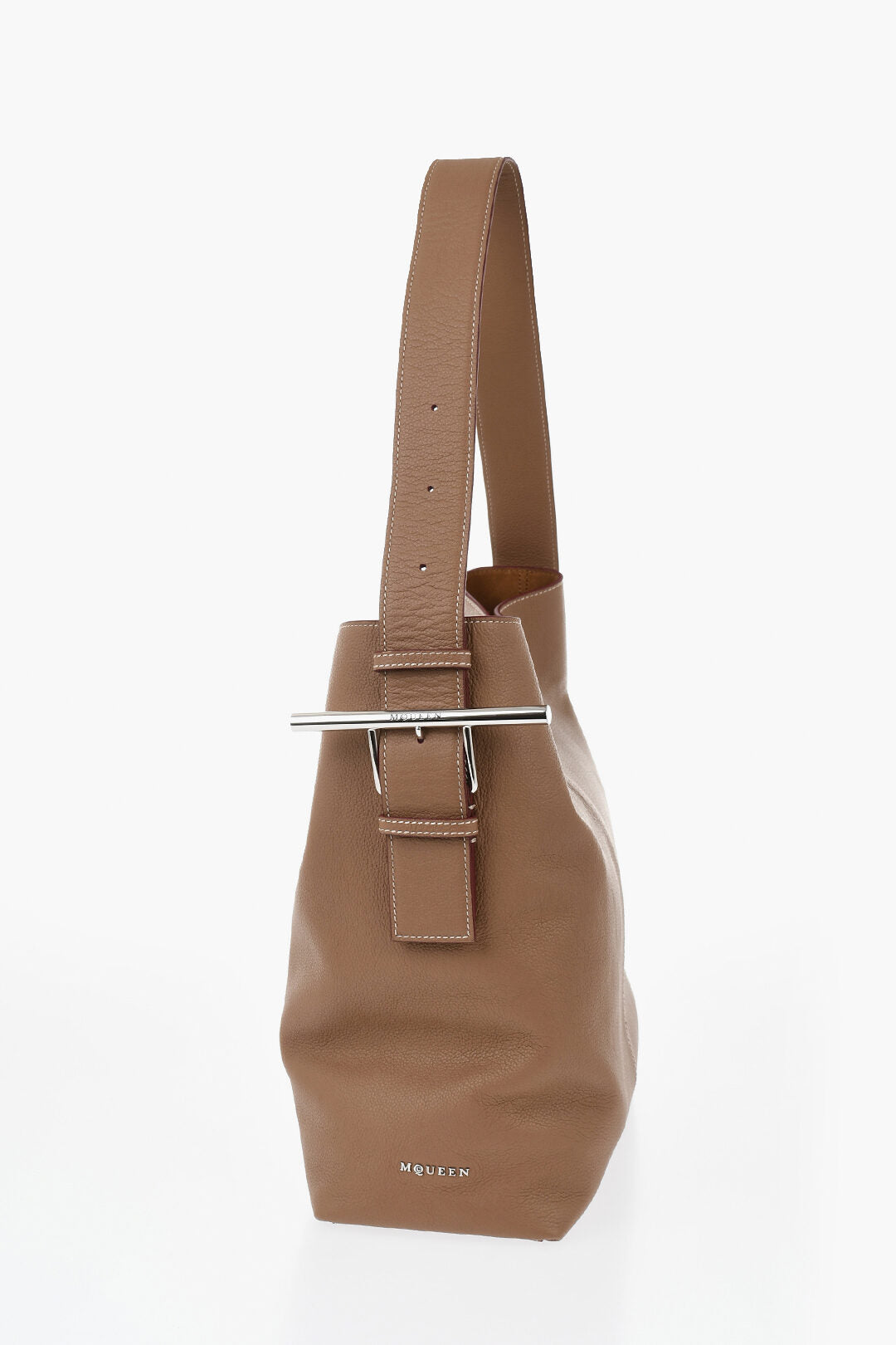 Alexander McQueen 0405~Pebbled Leather Shoulder Bag With Single Handle, view 2