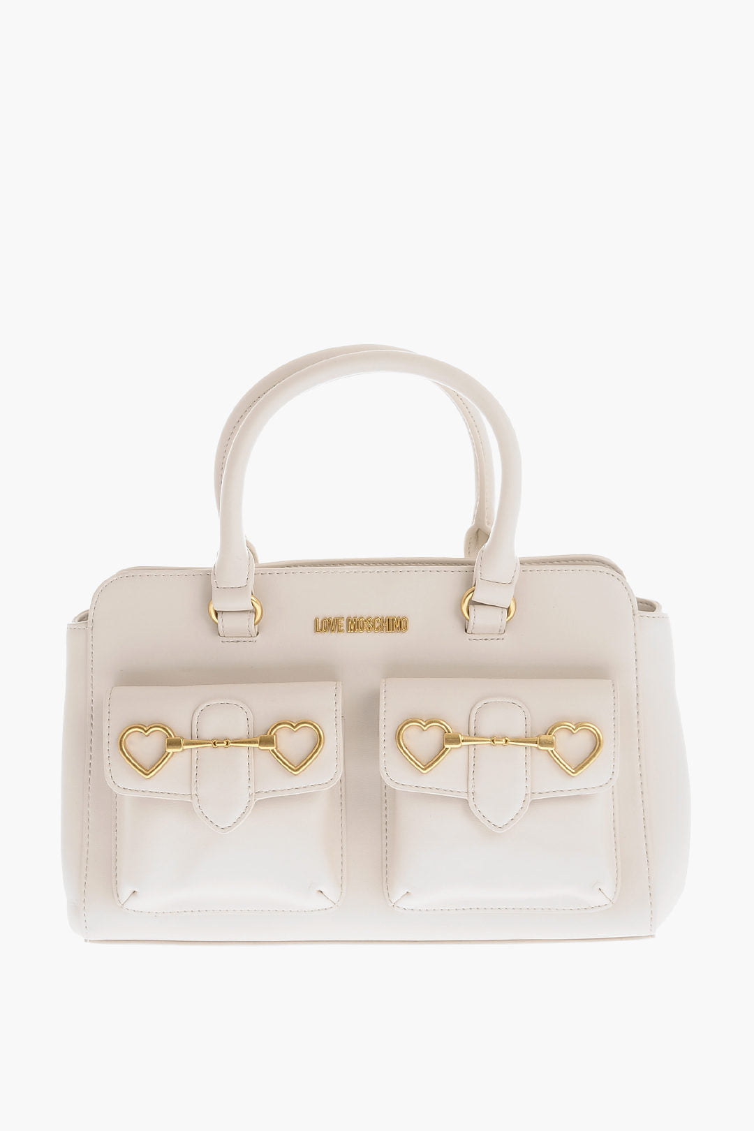 Moschino 0500~Eco Leather Tote Bag with Double Pocket and Gold Clasp