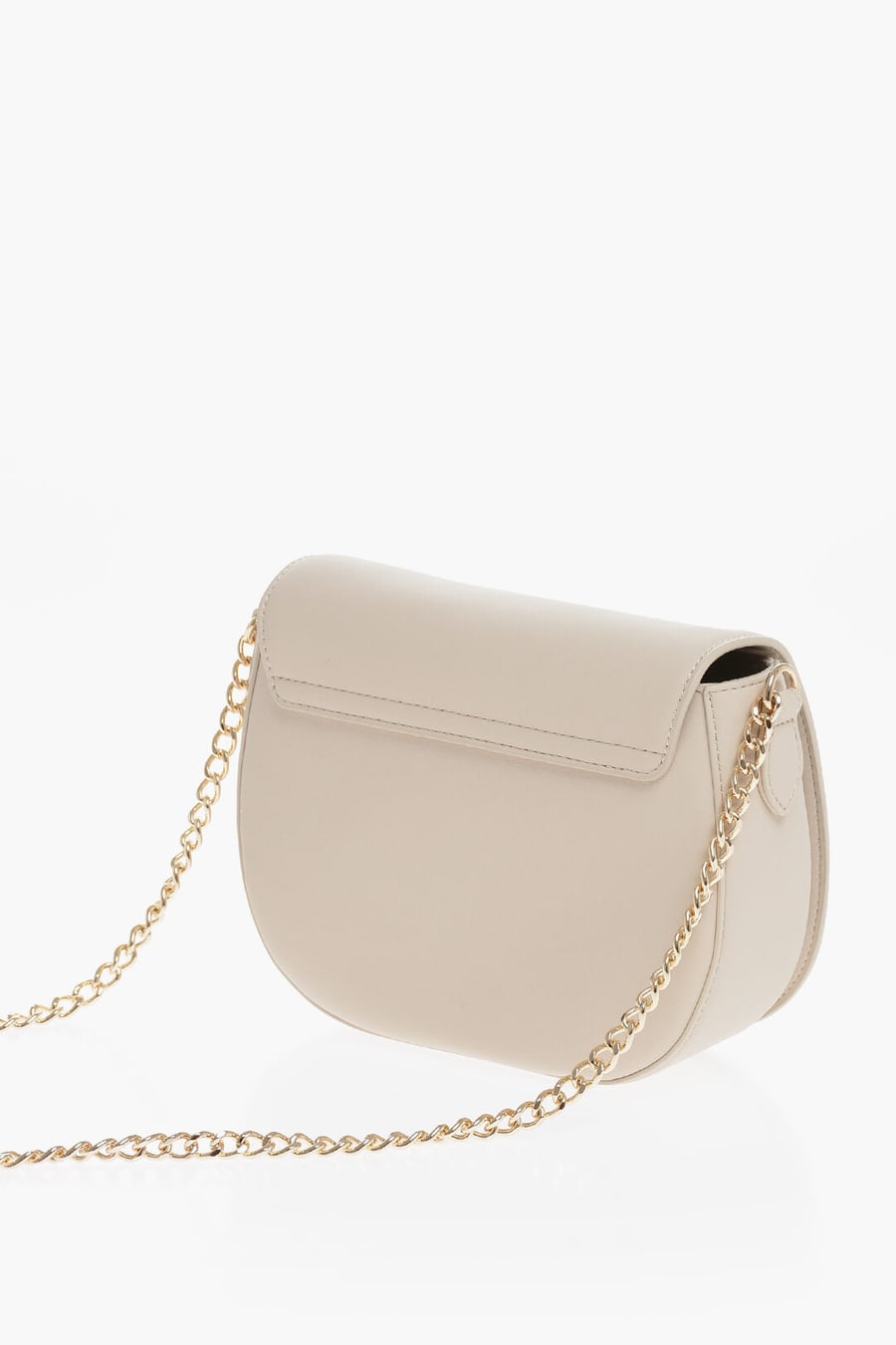 Moschino 0500~LOVE Eco Leather Saddle Bag with Chain and Large Gold Logos, view 2