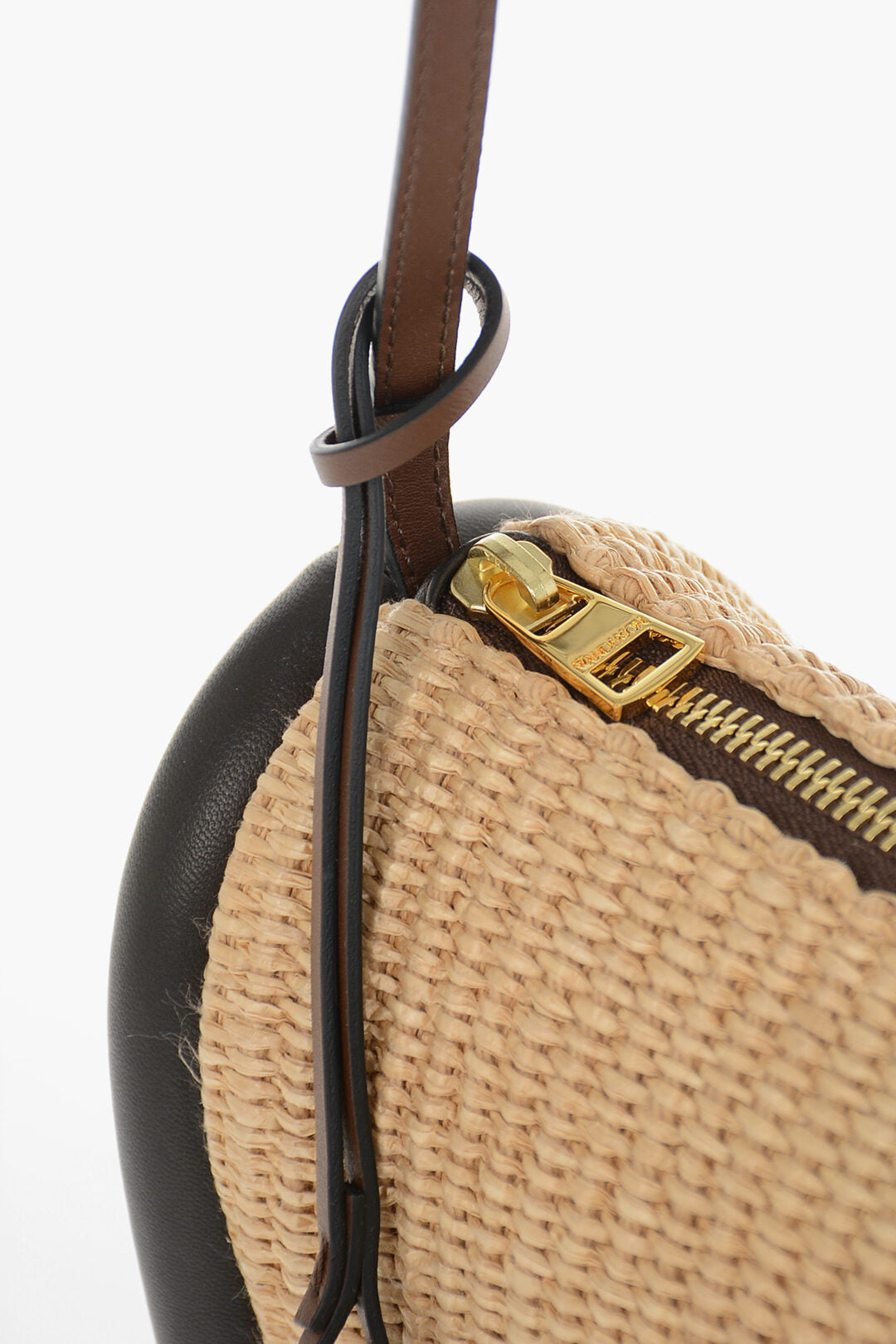 JW Anderson 0500~Raffia Shoulder Bag THE BUMPER With Leather Trims